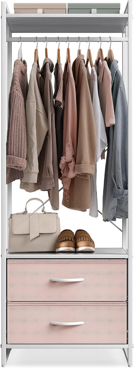 Sorbus Sorbus 2 Drawer Clothing Rack with Wood Top and Steel Frame