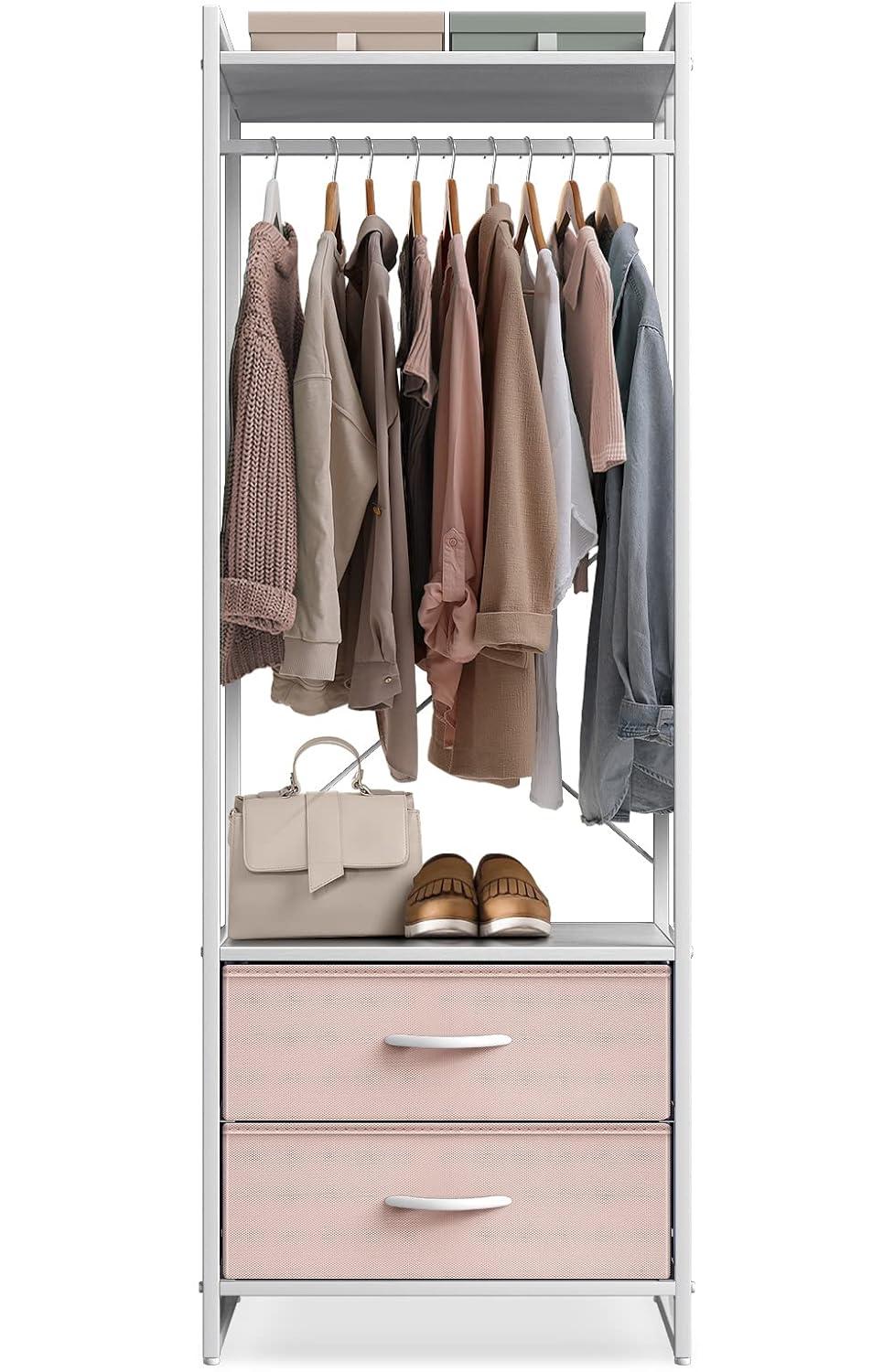 Sorbus Sorbus 2 Drawer Clothing Rack with Wood Top and Steel Frame