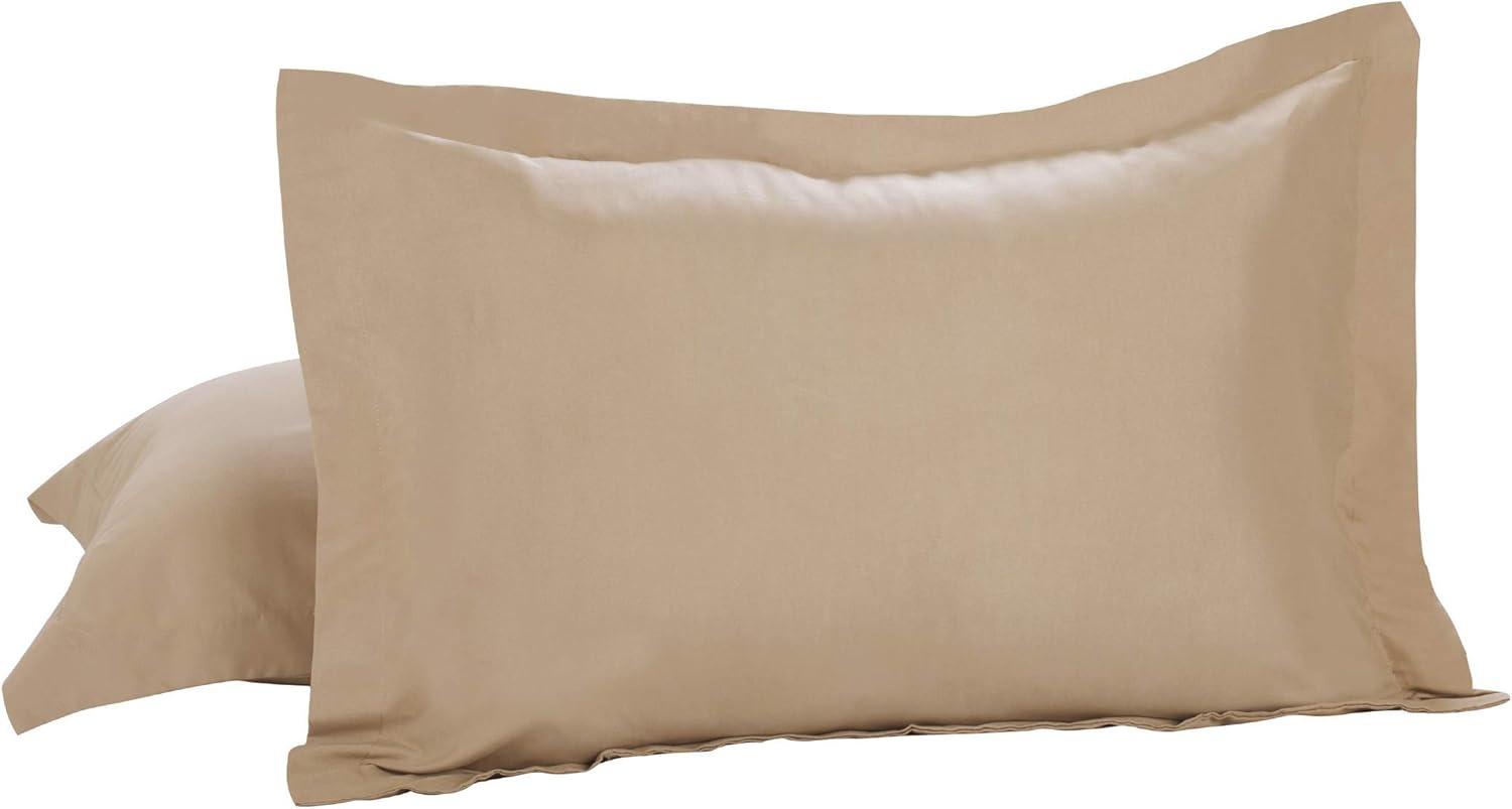 Mocha Cotton Blend Standard Pillow Shams with Flange, 2-Pack