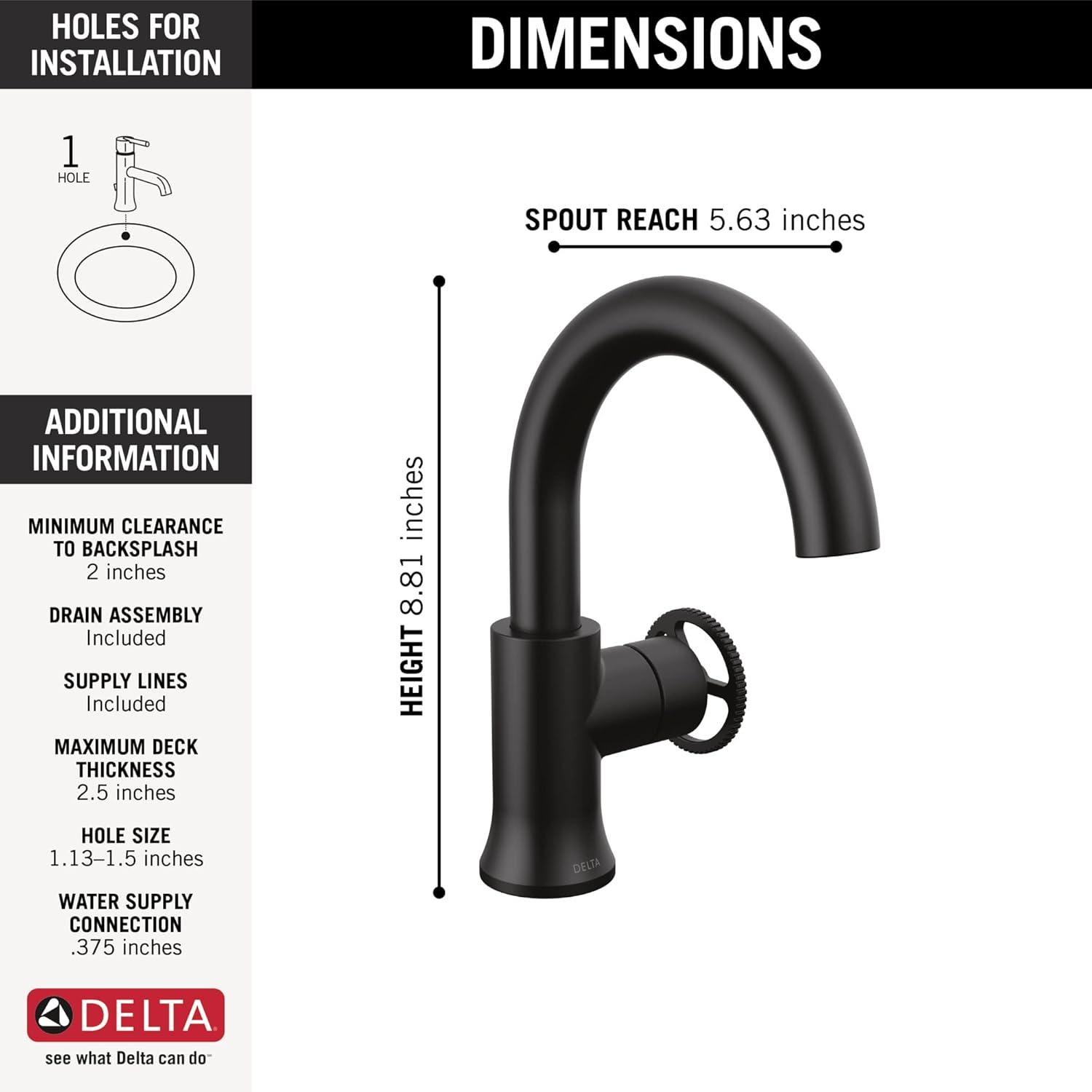 Sleek Modern 8'' Stainless Steel Single Hole Bathroom Faucet in Matte Black