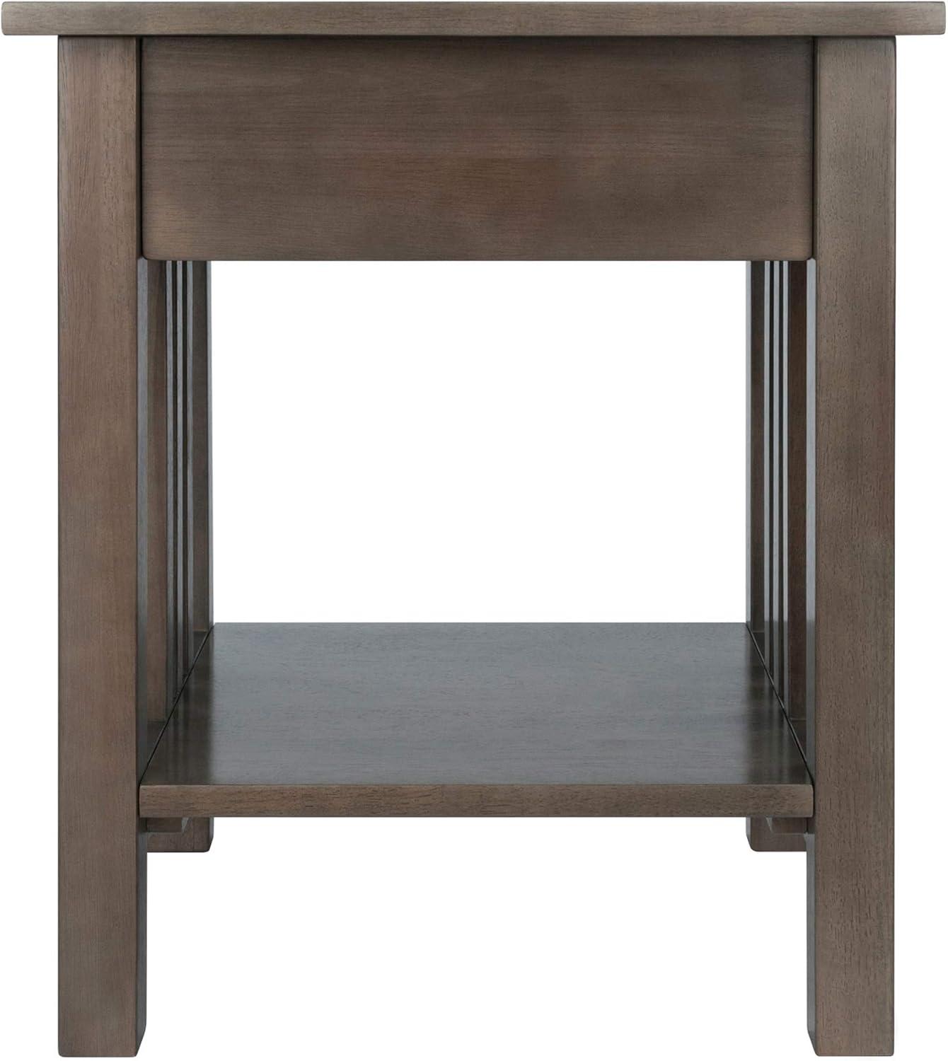 Stafford End Table Oyster Gray - Winsome: Wood Composite Accent Table with Shelf, Drawer for Storage