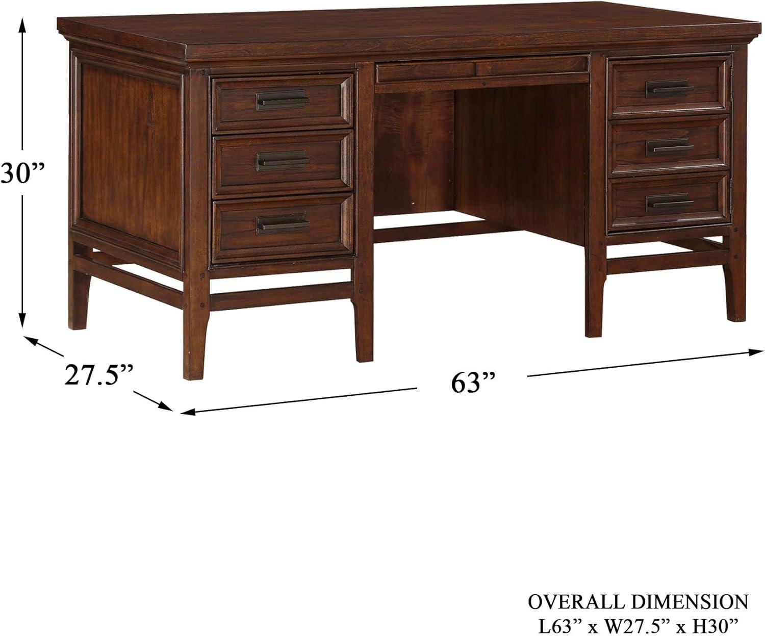 Lexicon Frazier Park Wood Executive Desk in Brown Cherry