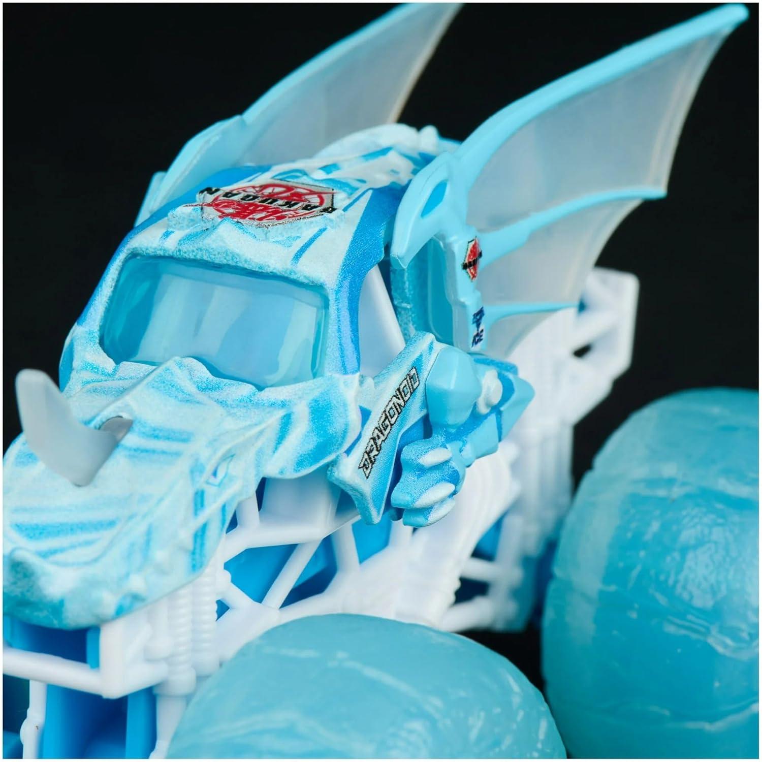 Monster Jam, Official Fire & Ice, Whiplash and Bakugan Dragonoid Die-Cast Monster Trucks, 1:64 Scale, Kids Toys for Boys Ages 3 and up