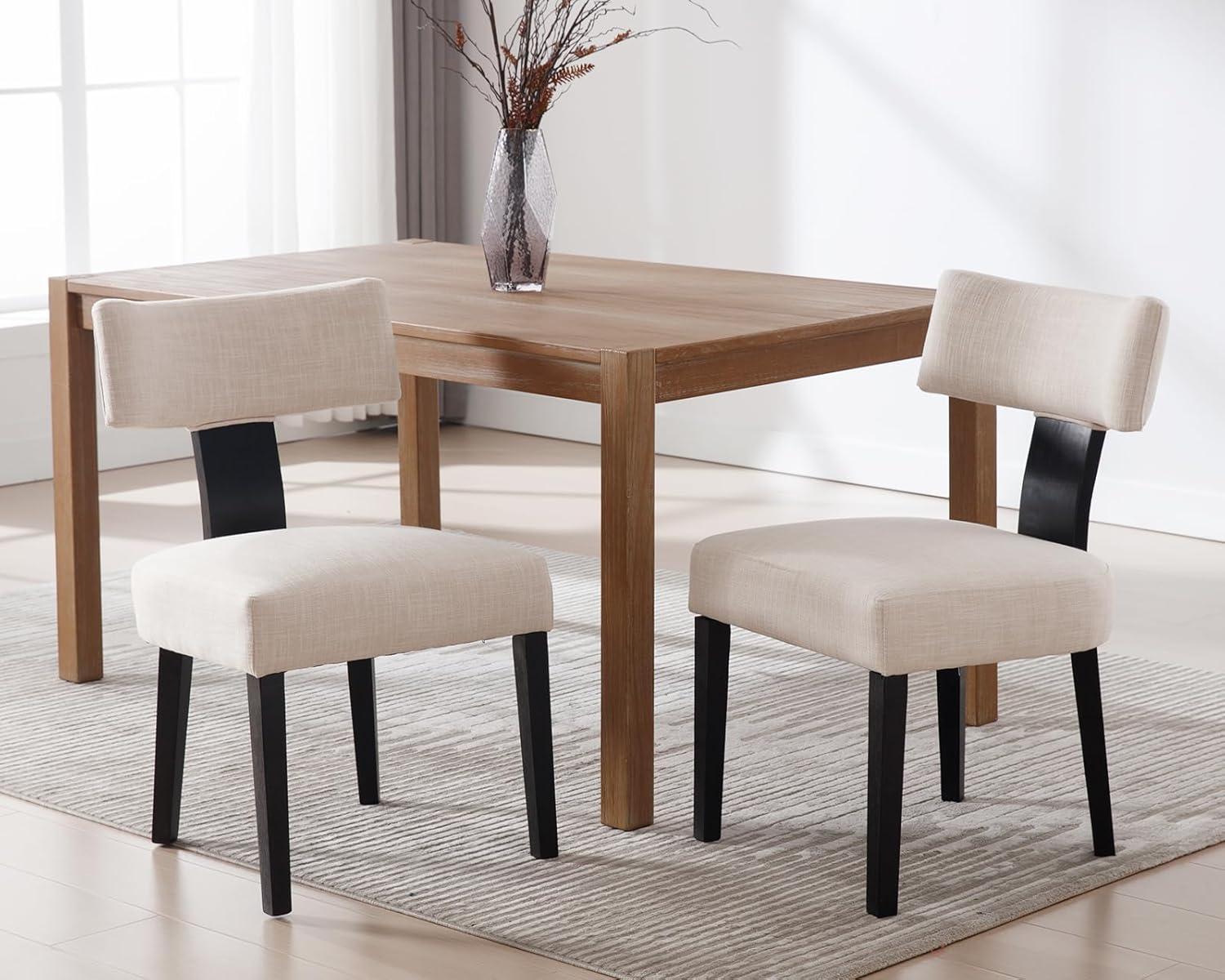 Gracie Oaks Inelda Mid Century Upholstered Dining Chairs Side Chairs Farmhouse Faux Leather Dining Chair with Wood Legs (Set of 2)