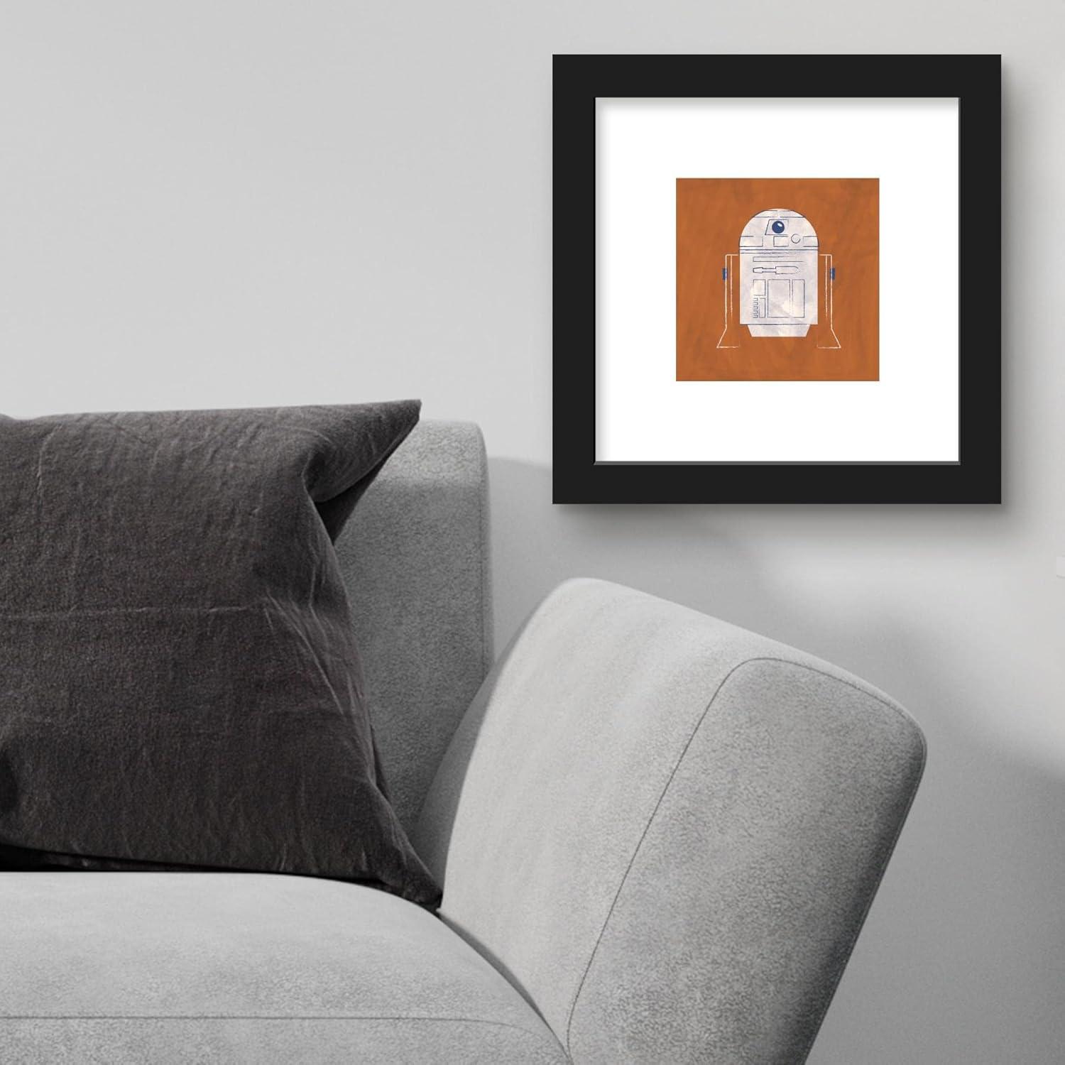 Gallery Pops Star Wars: Saga - Neutral Abstract R2-D2 Wall Art, Black Framed Version, 12" x 12"