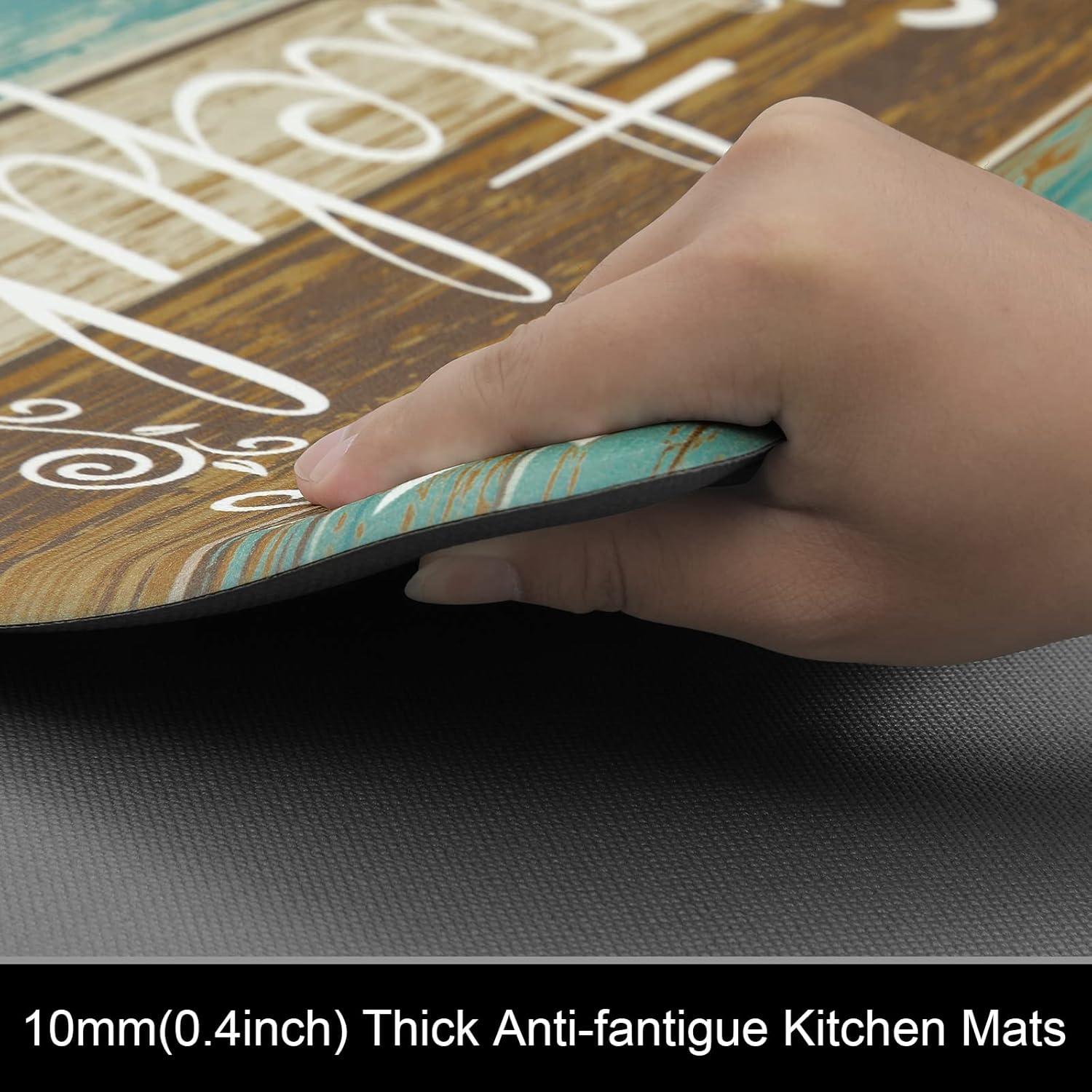 Rosalind Wheeler The Anti Fatigue Kitchen Mat Set of 2 Non Slip Cushioned Kitchen Mats for Floor Waterproof Farmhouse Kitchen Rugs and Mats Set Comfort Standing Desk Mat Carpet