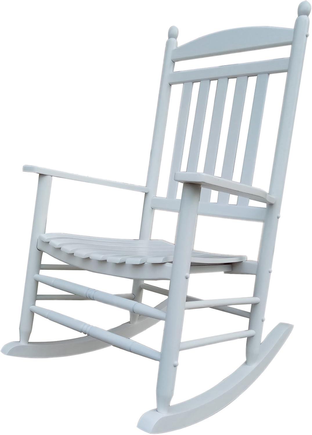 White Wood Traditional Outdoor Rocking Armchair