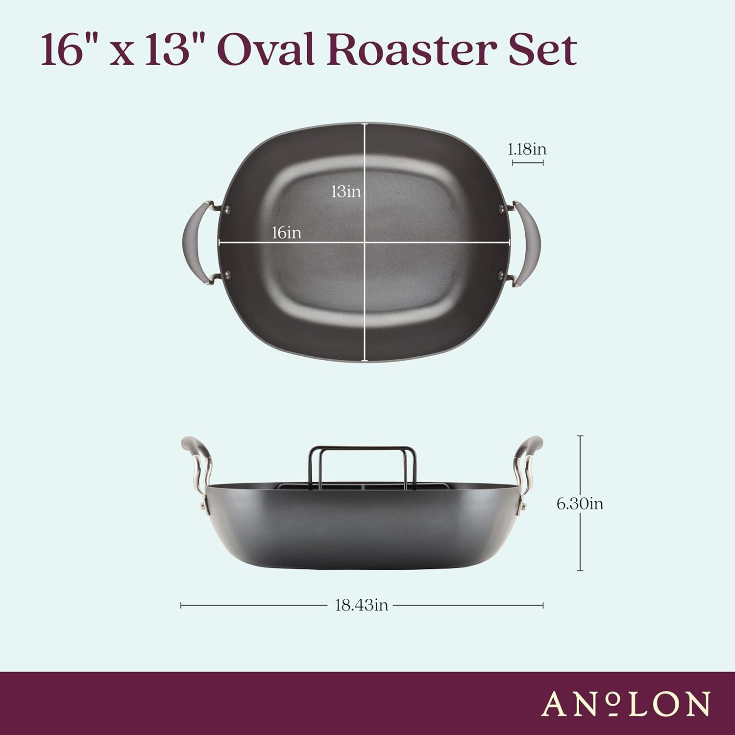 Anolon Advanced Hard Anodized Nonstick Roaster / Roasting Pan with Rack