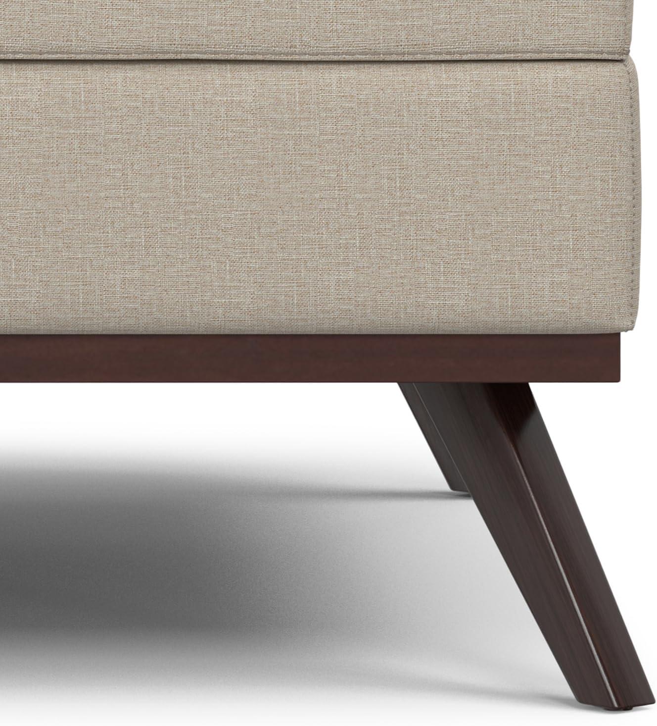 Simpli Home Owen 34"W Upholstered Coffee Table Storage Ottoman with Lift Top and Solid Wood Legs