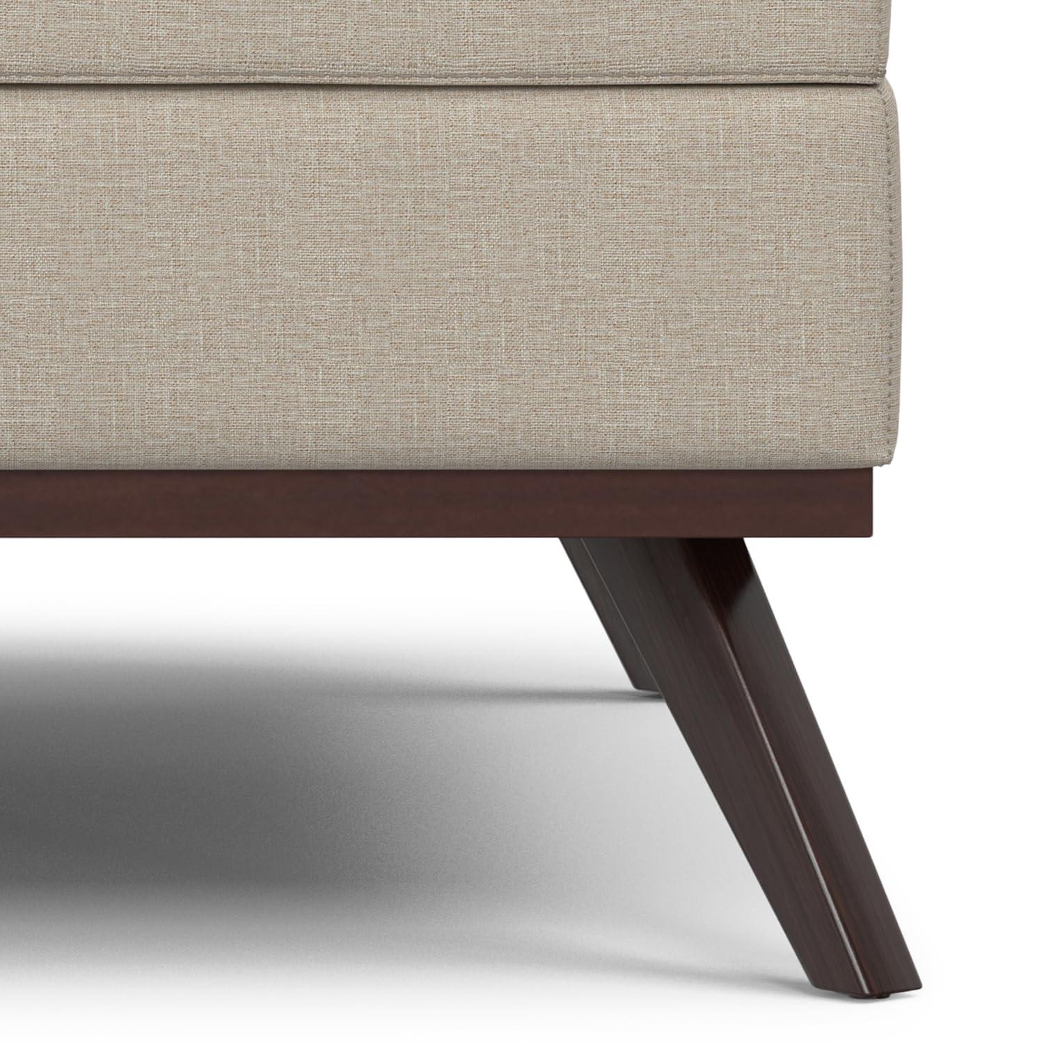 Simpli Home Owen 34"W Upholstered Coffee Table Storage Ottoman with Lift Top and Solid Wood Legs