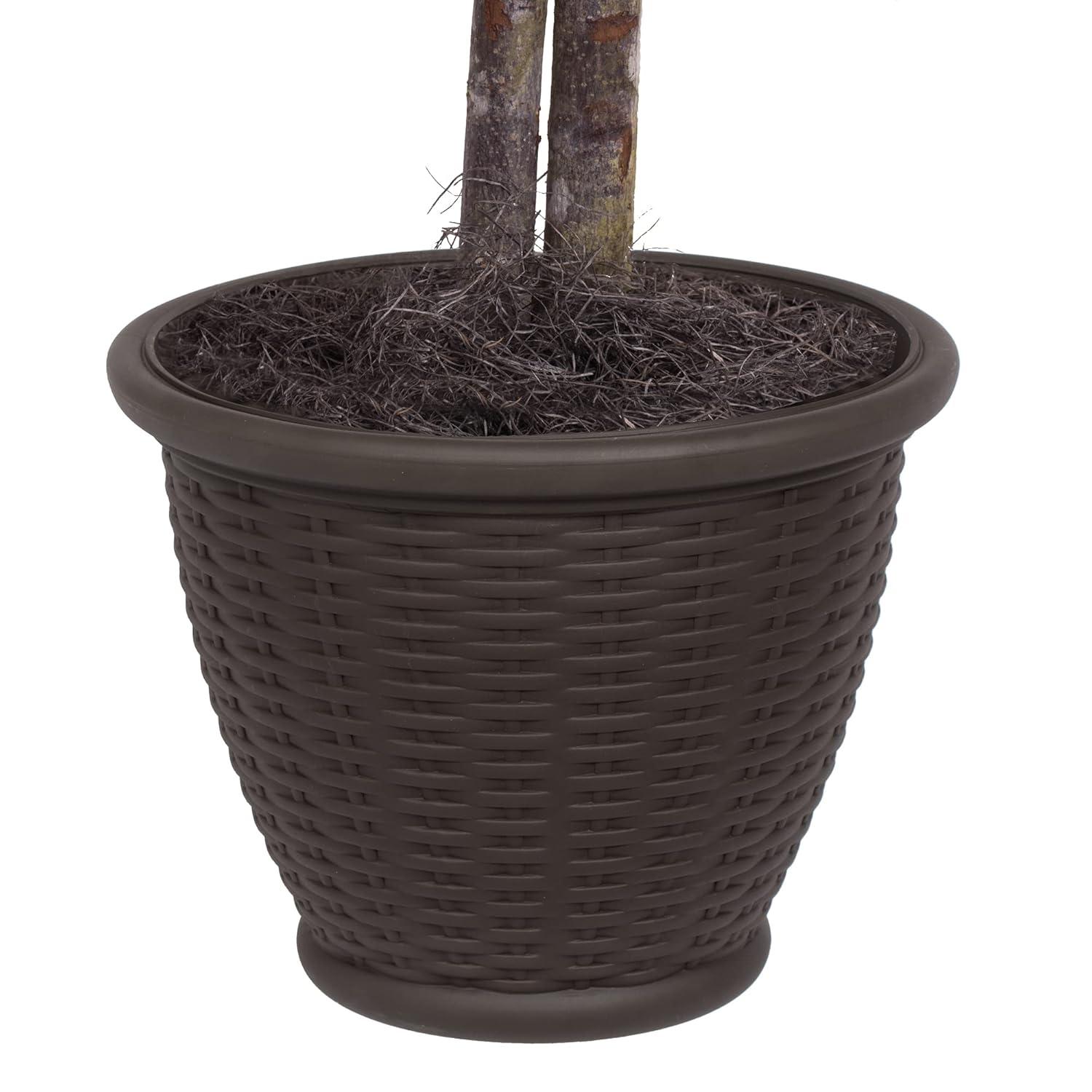 Vickerman 4' Artificial Ficus Bush, Brown Plastic Container.