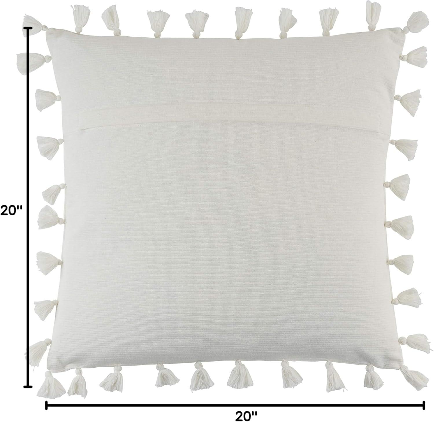 Saro Mabel Collection Tassels Cotton Throw Pillow