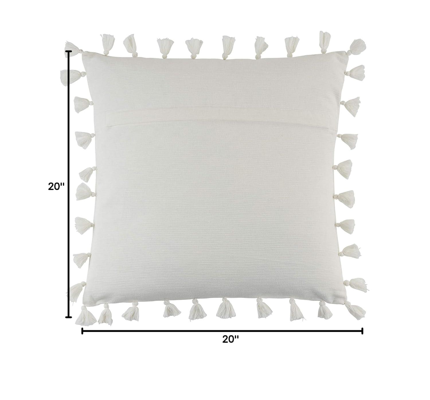 Saro Mabel Collection Tassels Cotton Throw Pillow