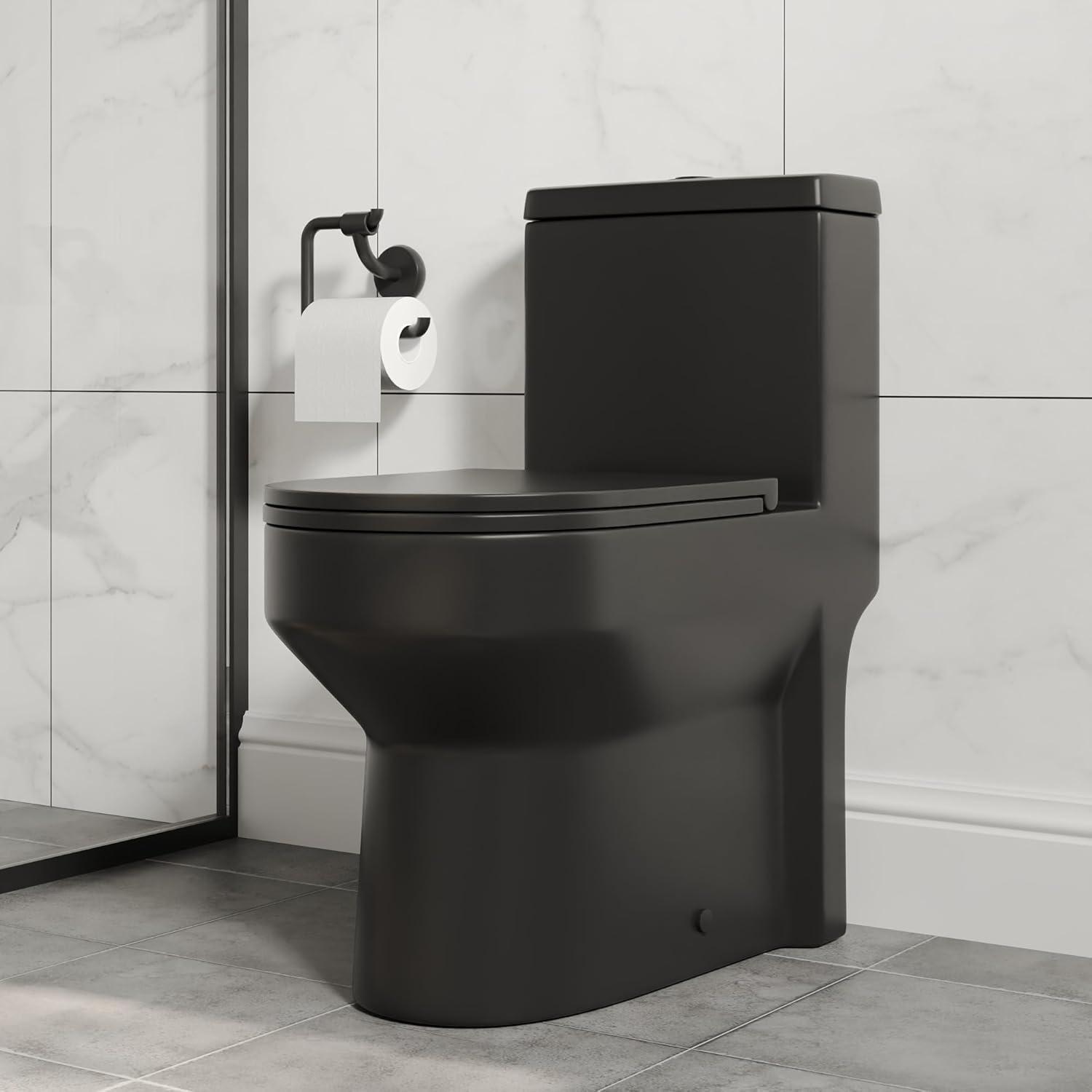 DeerValley Liberty Compact Toilets One-Piece Toilet With High-Efficiency Flush Round Toilet for Space-Saving Floor Mounted (Seat Included)