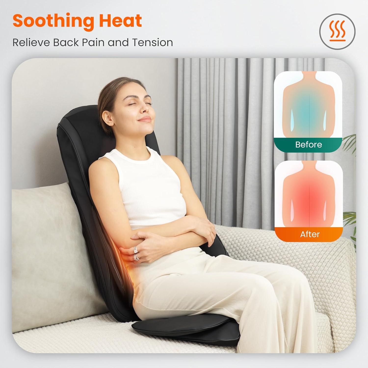 Snailax Shiatsu Full Body Chair Seat Massager, Neck Back Chair Pad with Compression & Heat. SL-229 | Wayfair