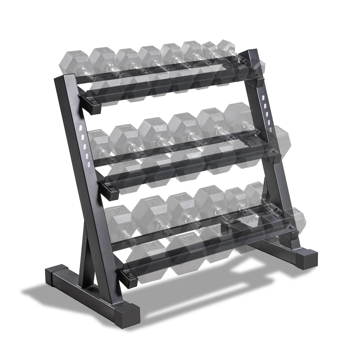 Marcy Deluxe Three Tier Metal Home Workout Gym Dumbbell Weight Rack | DBR86