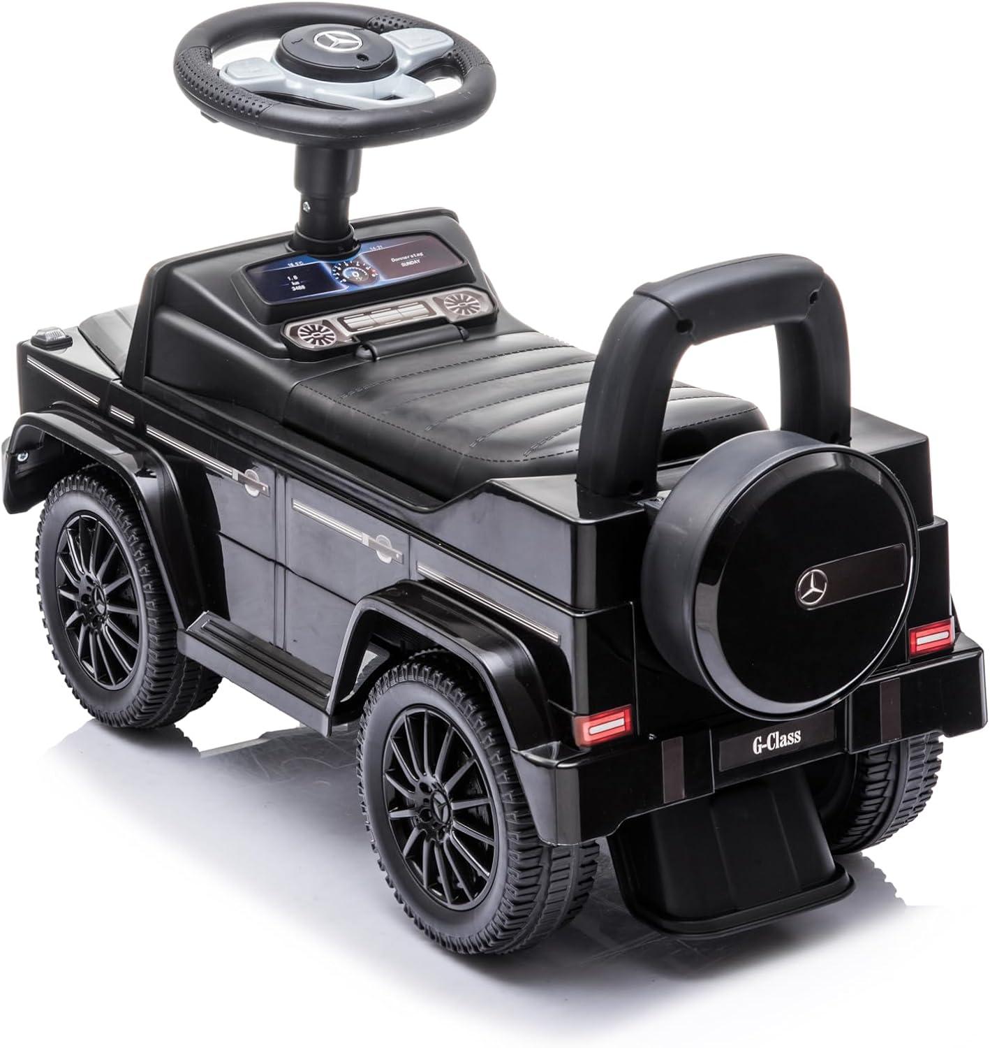 Best Ride On Cars Realistic Children's Mercedes G-Wagon Foot to Floor Ride Along Car & Push Behind Walker with Hidden Storage and Support Bar, Black