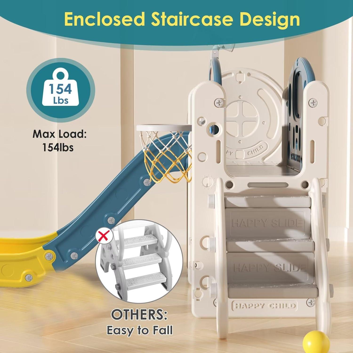 Suteck 9 in 1 Toddler Slide, Kids Slide with Climber Outdoor Indoor Slide Playset