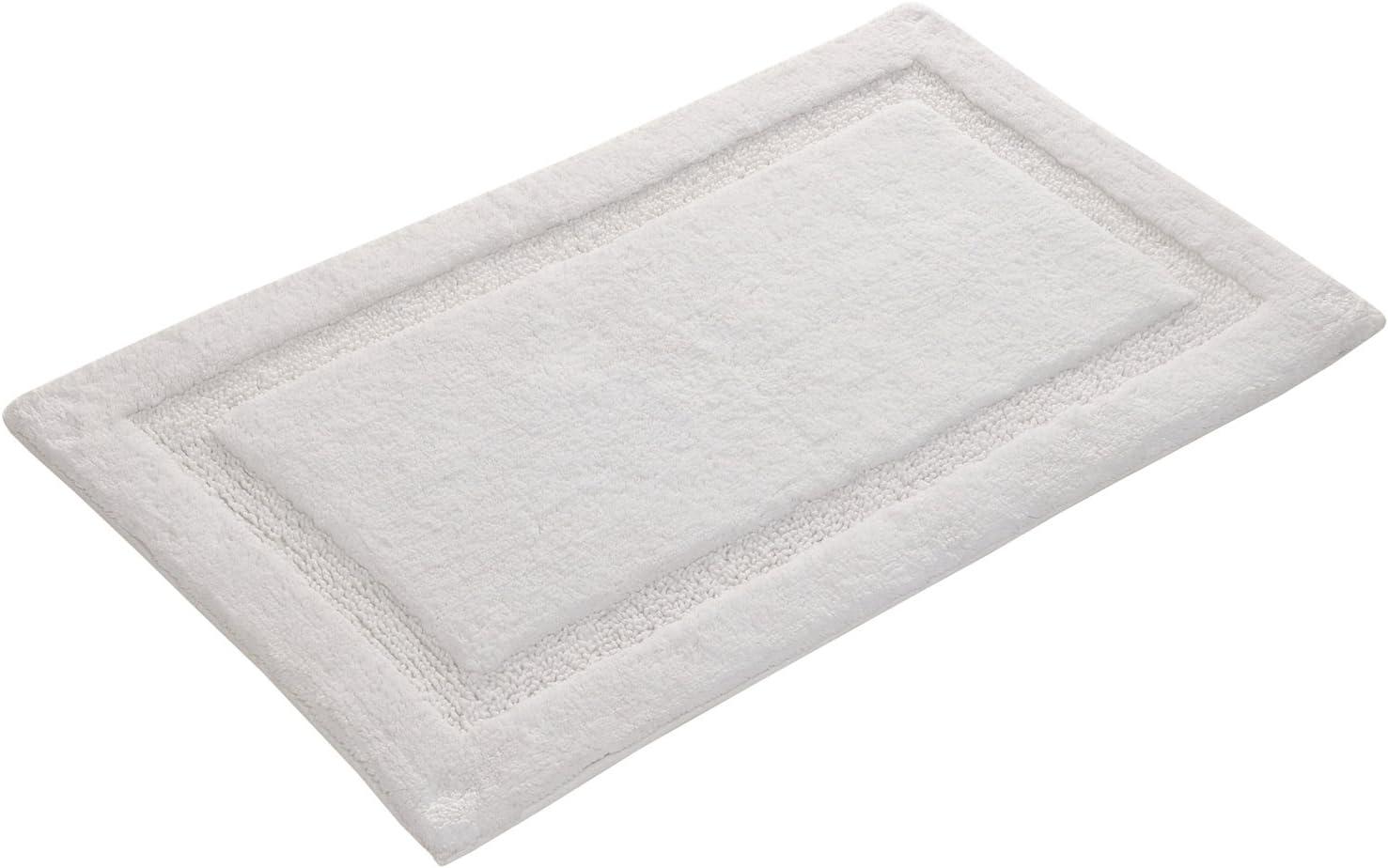 White Cotton Textured Border Bath Rug Set