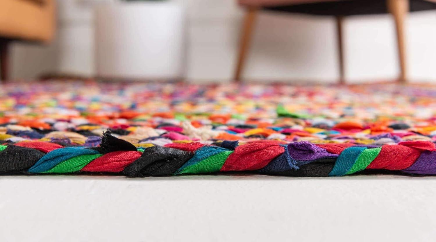 Unique Loom Braided Chindi Collection Area Rug - Layer (8'  x 11' Rectangle Multi/Blue)