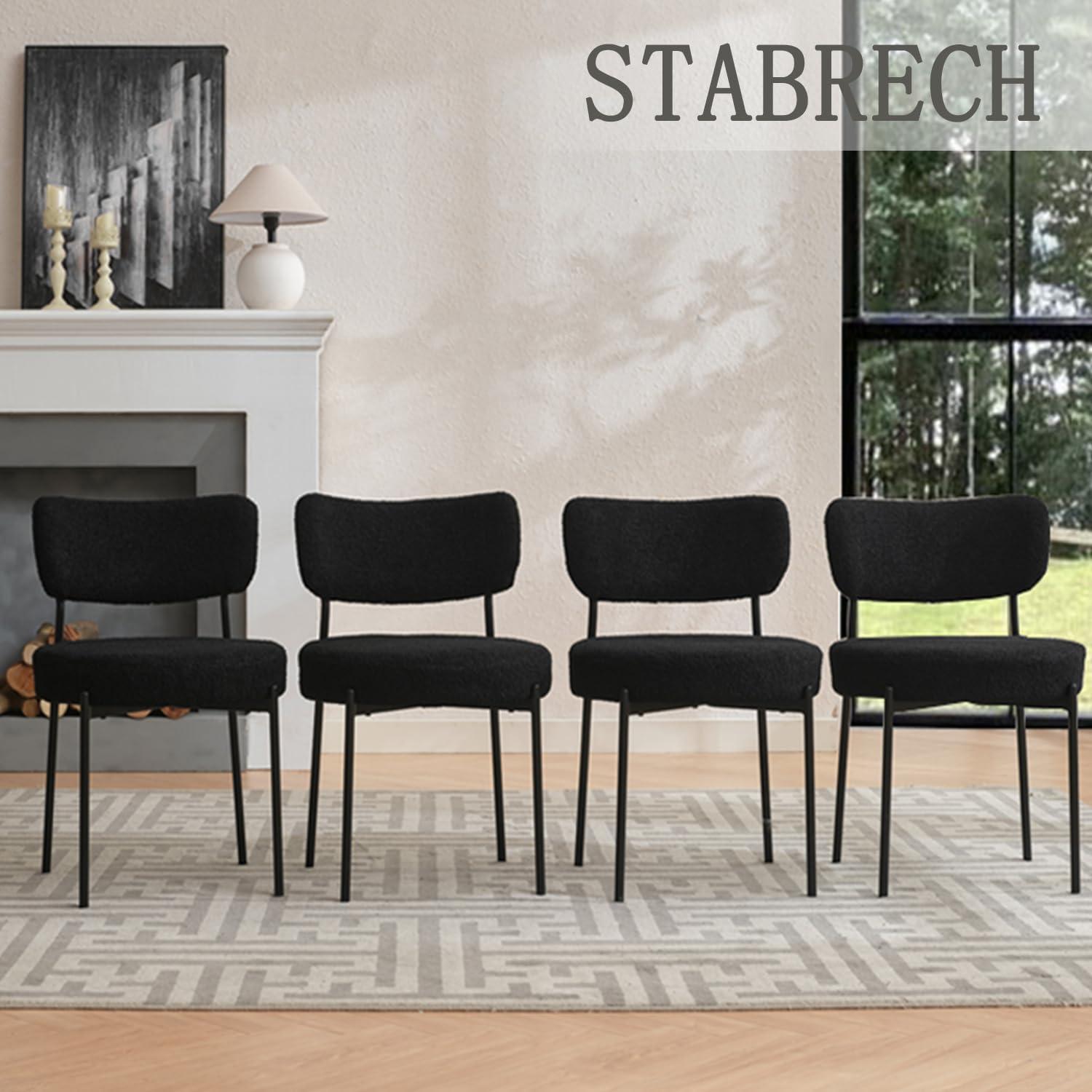 XINMICS White Dining Chairs Boucle Dining Room Chair Set of 2