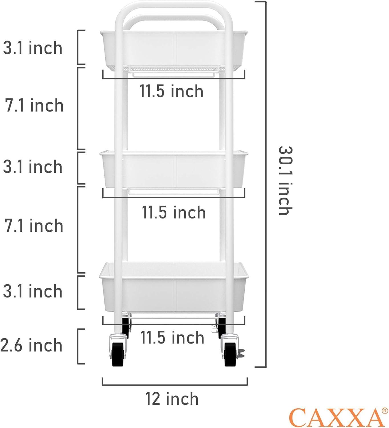 KeesonKimi 3-Tier Rolling Plastic Storage Organizer - Mobile Utility Cart Kitchen Cart with Caster Wheels, White