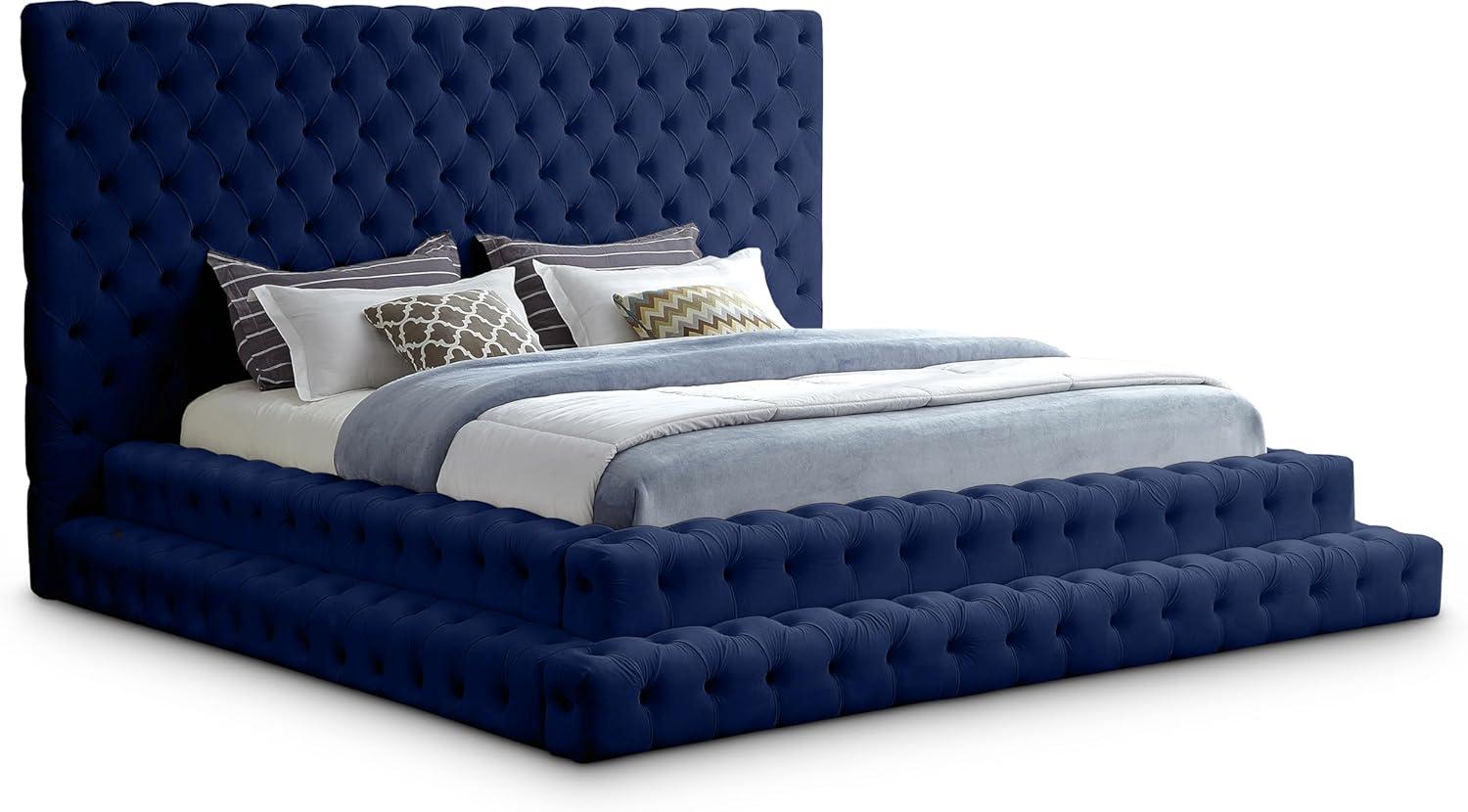 Meridian Furniture Revel Navy Velvet King Bed