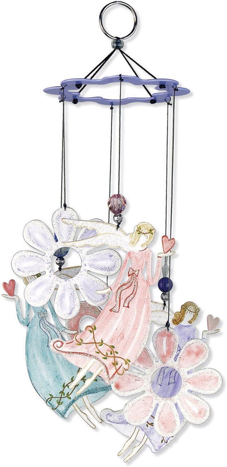 Pastel Angel and Flower Metal Garden Wind Chime