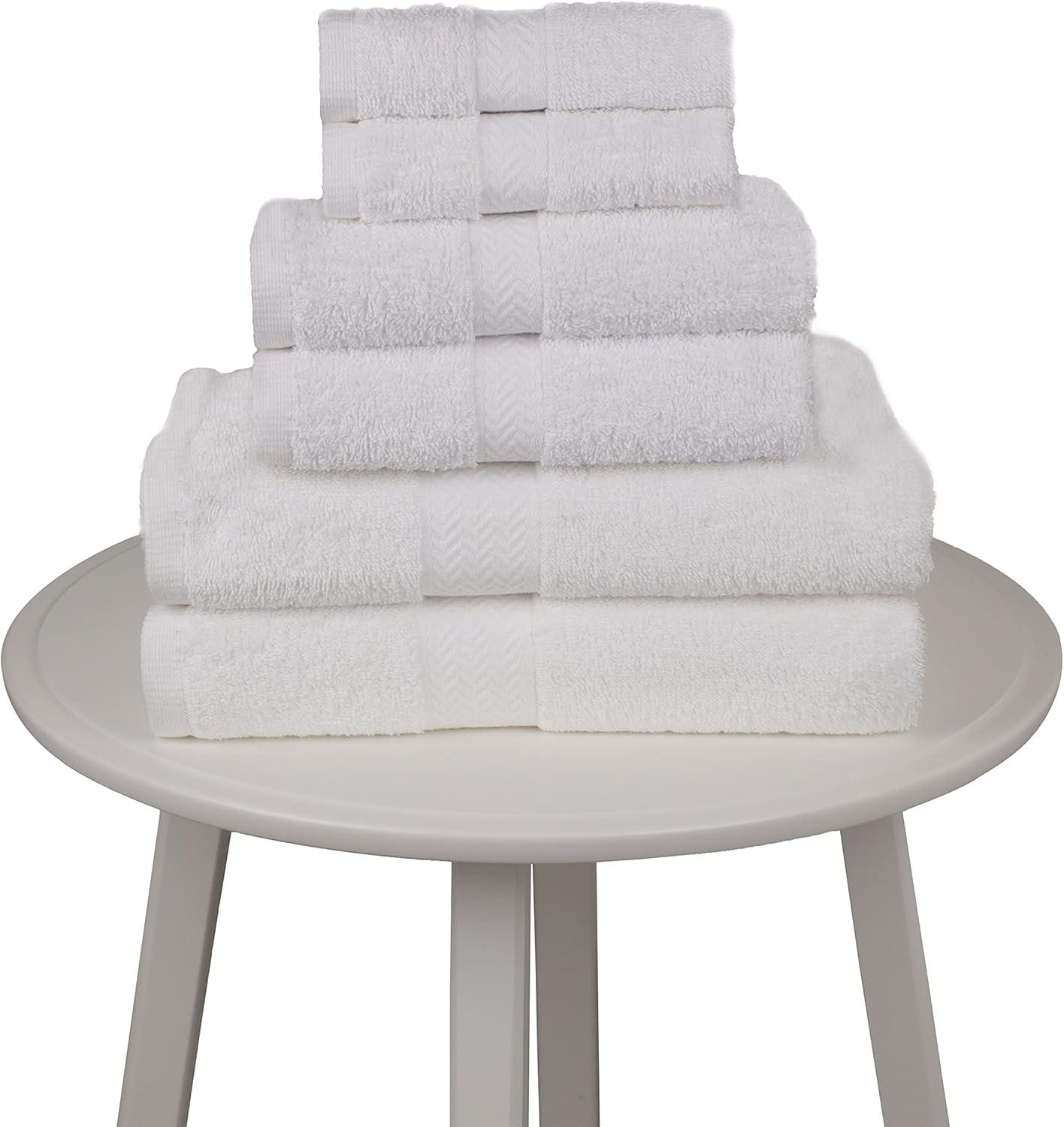 Oversized White Cotton Hand Towel Set of Six