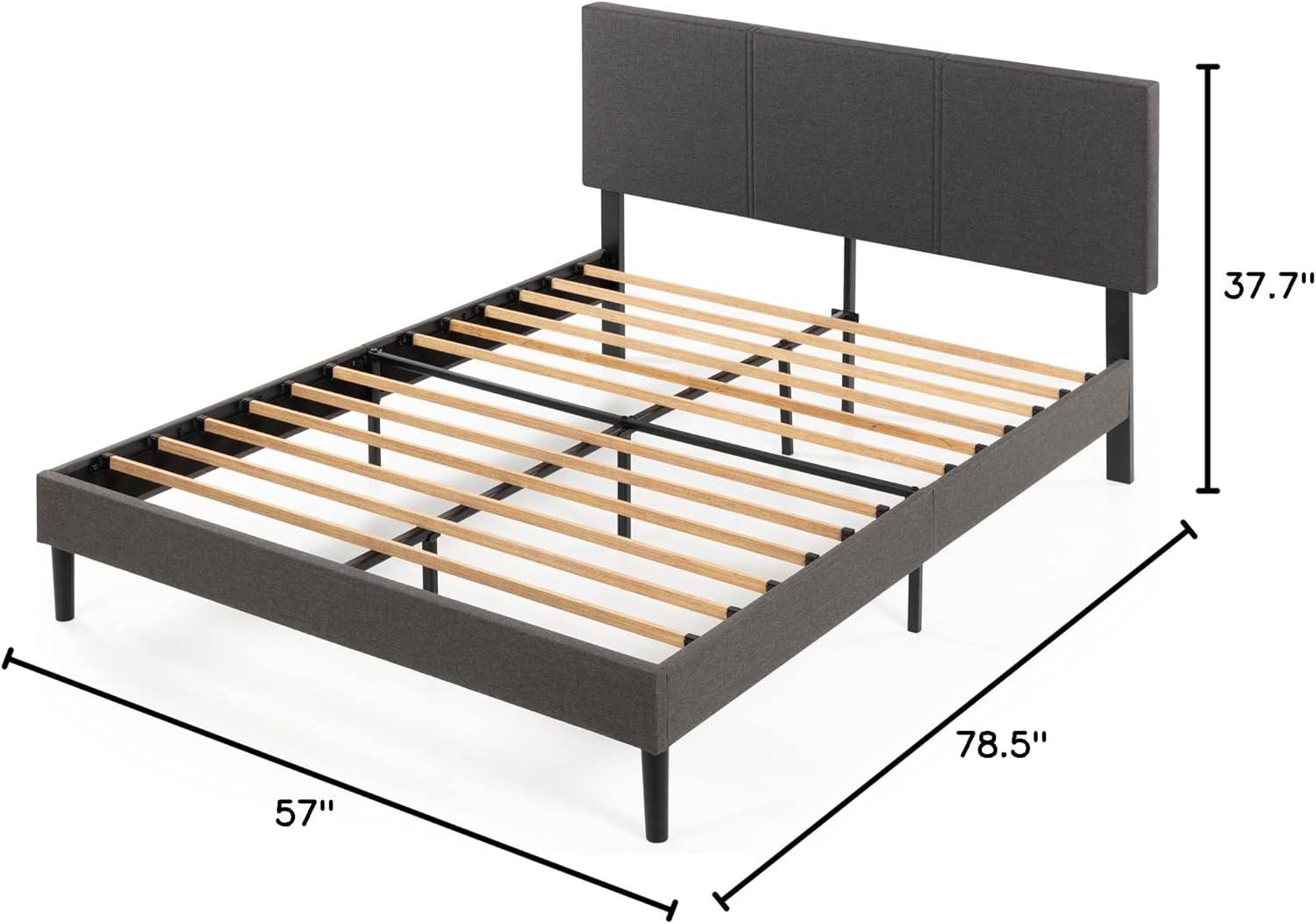 Cambril 38 inch Upholstered Platform Bed Frame with Sustainable Bamboo Slats