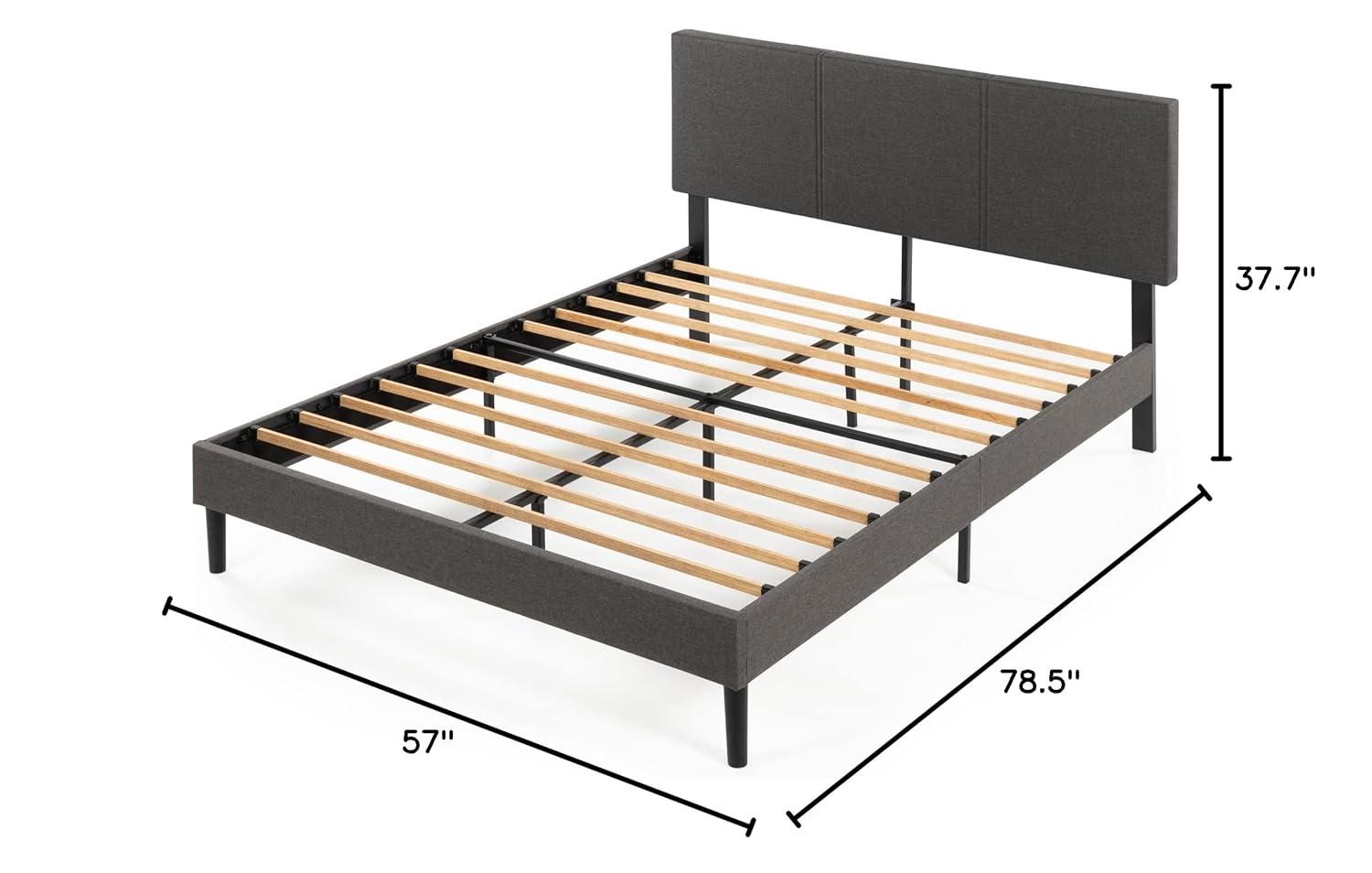 Zinus Cambril 38 inch Upholstered Platform Bed Frame with Sustainable Bamboo Slats
