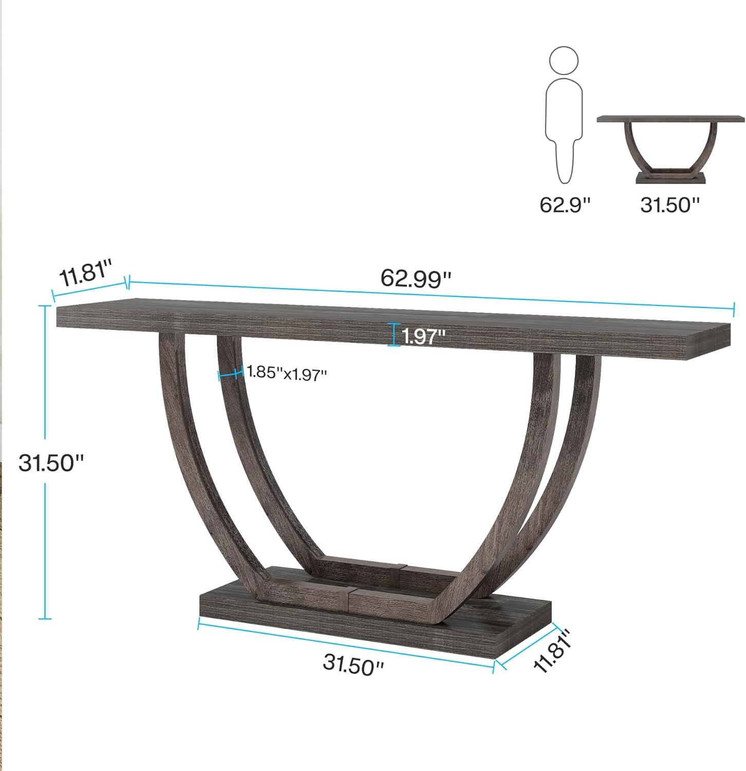 Tribesigns 63 inch Console Table, 2-Tier Farmhouse Entryway Sofa Tables for Living Room Hallway Foyer Corridor, Gray