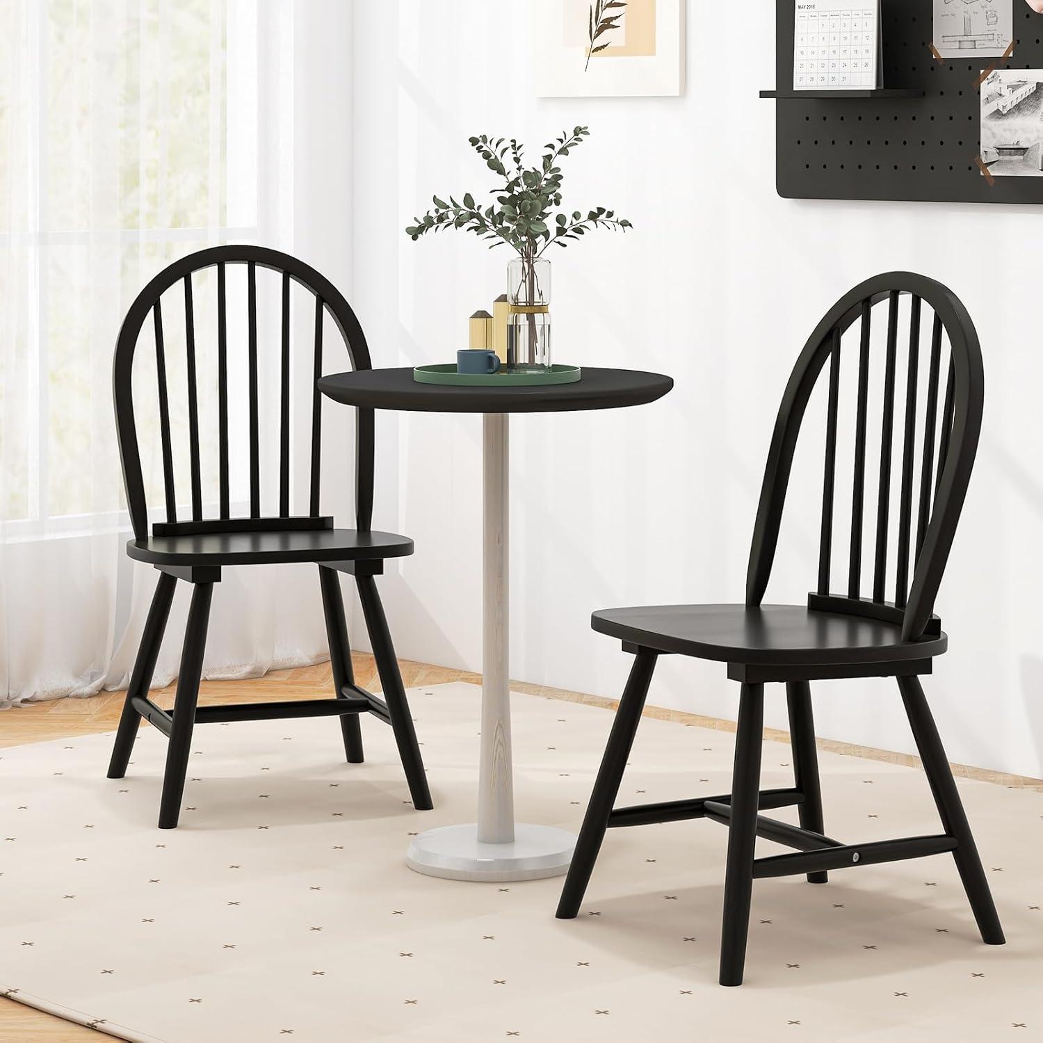 Costway Set of 2 Vintage Windsor Dining Side Chair Wood Spindleback Kitchen Room White