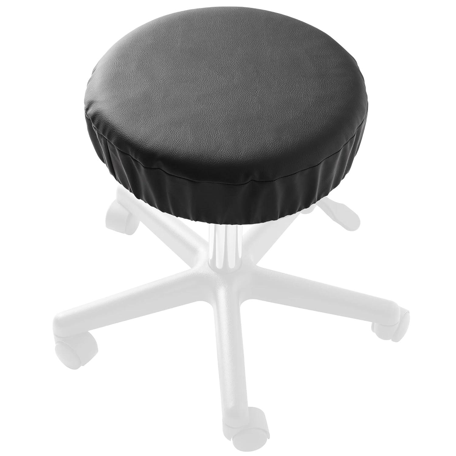 Saloniture 2-Pack Round Stool Seat Cover, 15-1/2" Waterproof Slipcover for Swivel Chair or Barstool - Cream