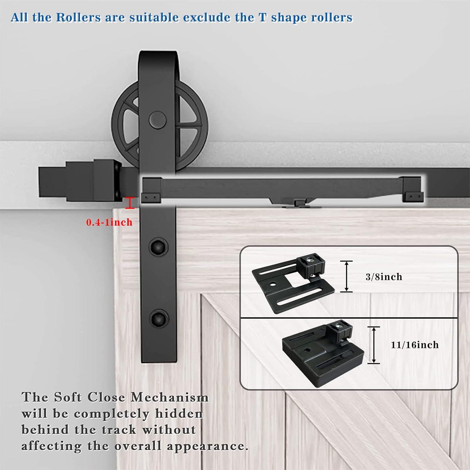 2PCS Soft Close barn Door Hardware kit Barn Door Soft Close Mechanism Spring Buffer Damper Hole-Free Version Fit for Door Weight 60-176 Pounds Adjustable Door Stoppers 2022NEWEST (Use for 20-40)