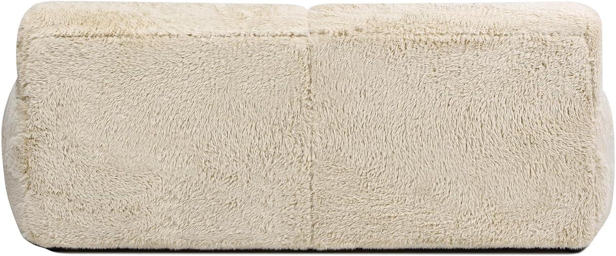 Summit 83" Faux Sheepskin Overstuffed Sofa Cream Beige