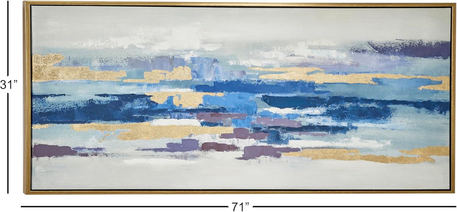 71" x 32" Abstract Framed Wall Art with Gold Frame, by DecMode