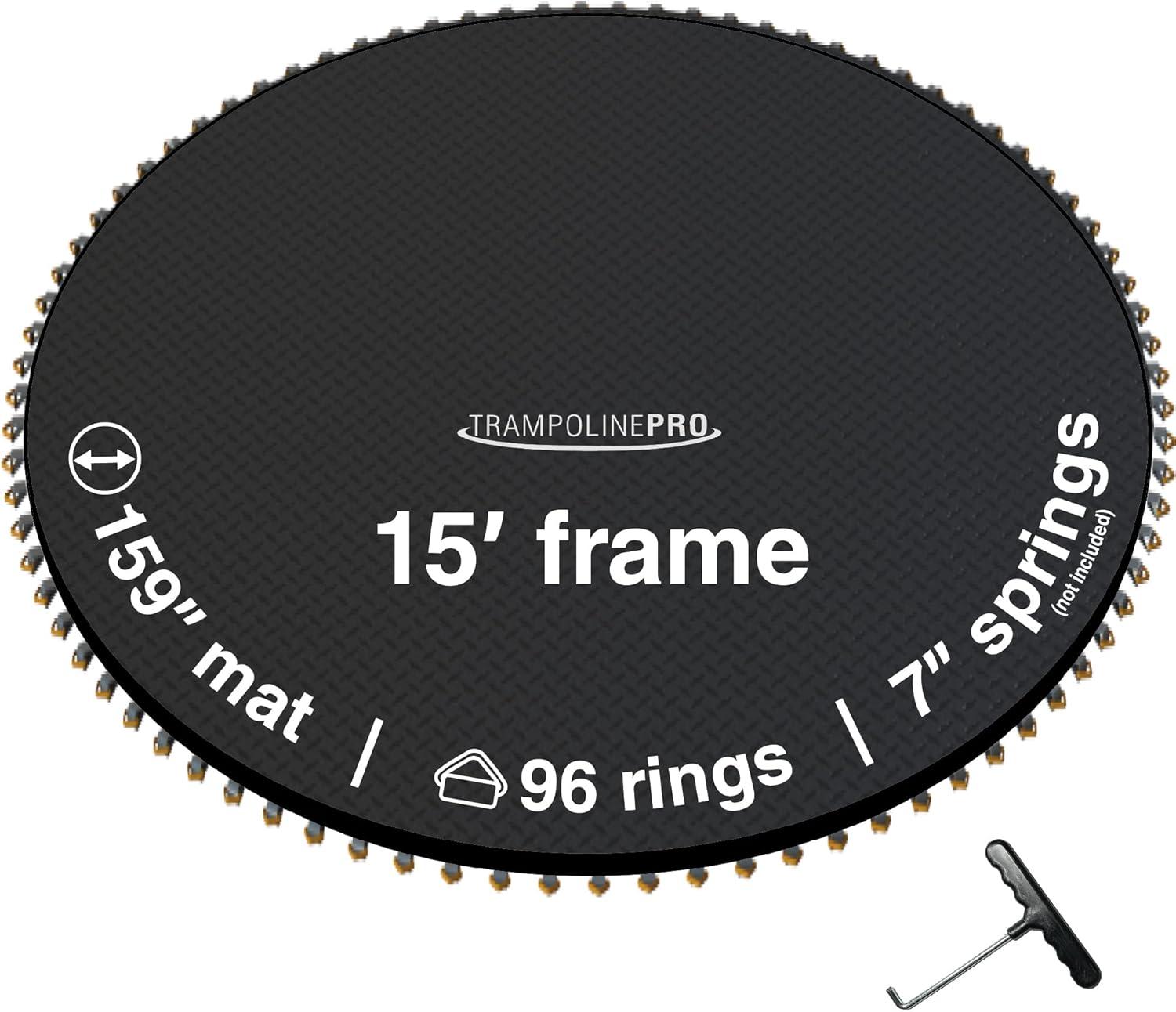 Replacement Trampoline Mat 15ft Round Frame, for 96 Springs, 7" Spring Length, Fits All Same Size Brands, Mat has 159" Diameter w/ 96 Rings Springs Sold Separate UV & Safety Certified