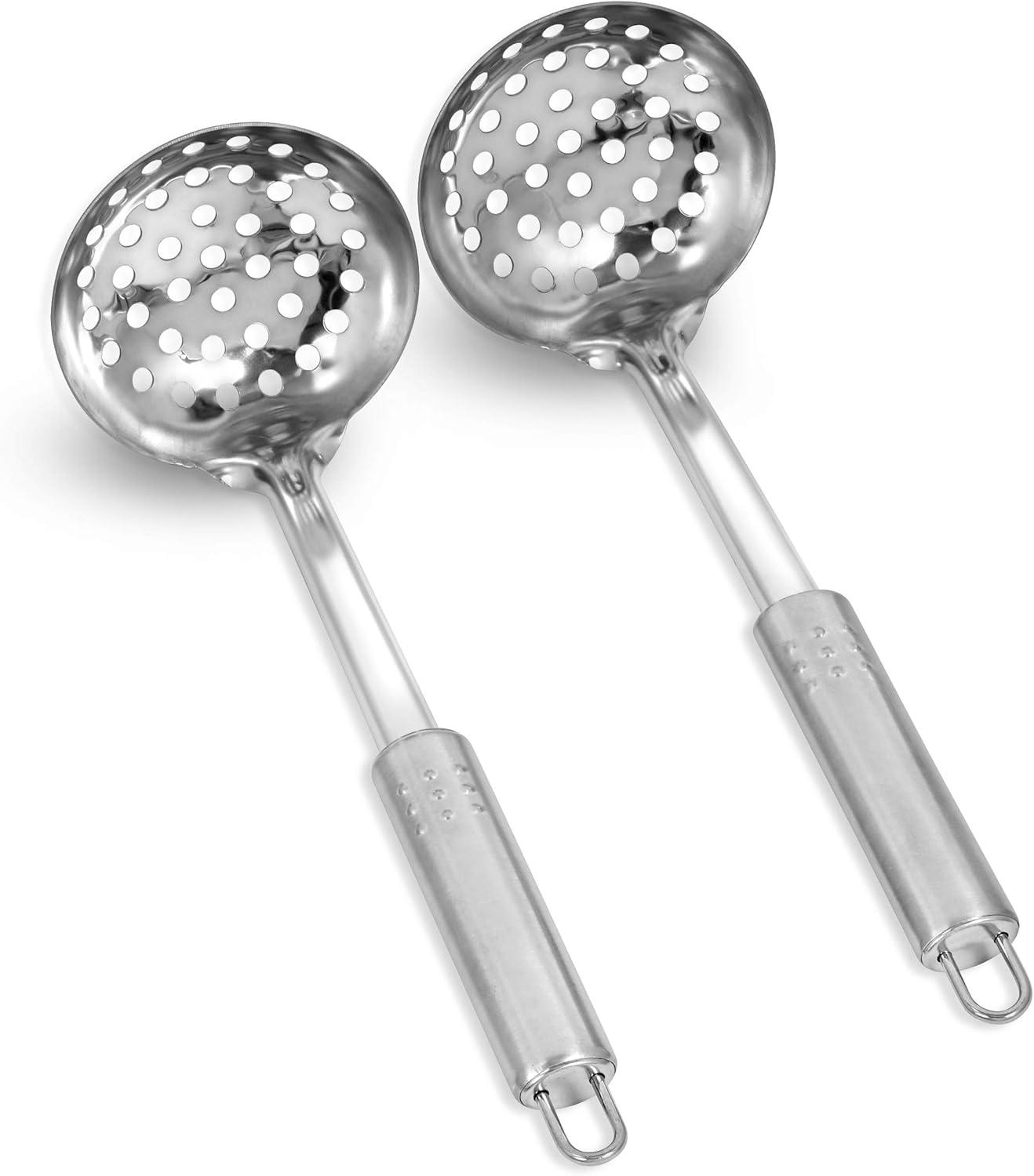 Stainless Steel Slotted Cooking Spoons, 2-Piece Set