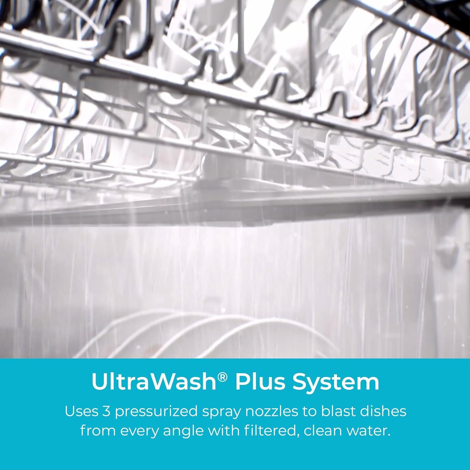 Kenmore 24" Built-In Stainless Steel Tub Dishwasher with EasyFlex 3rd Rack, SmartWash, UltraWash Plus, TurboDry, and MoreSpace Adjustable Rack, Energy Star Certified, Black
