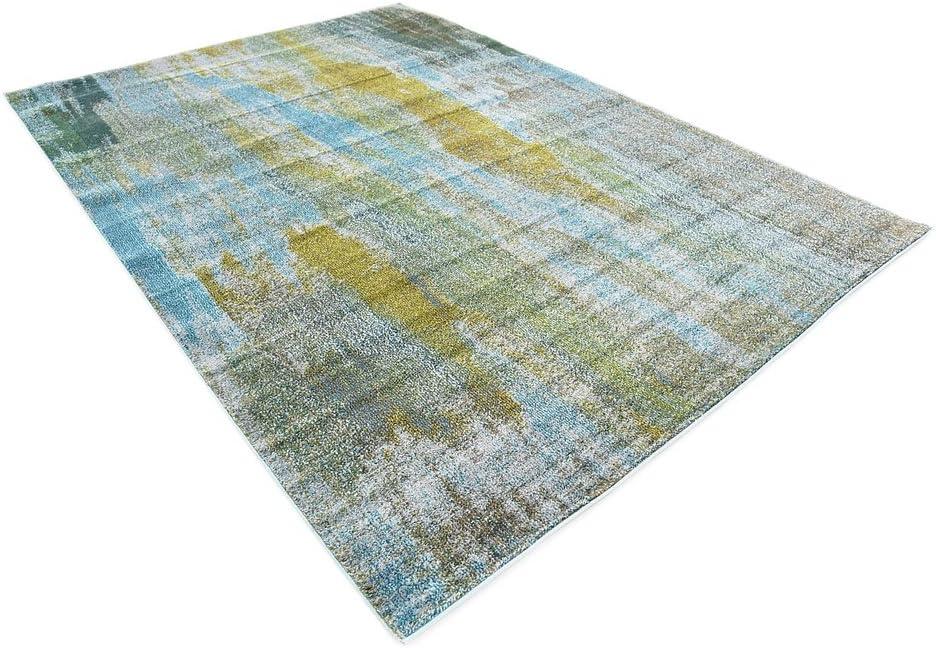 Unique Loom Jardin Collection Area Rug - Lilly (7' 1" x 10' Rectangle Turquoise/Gray)