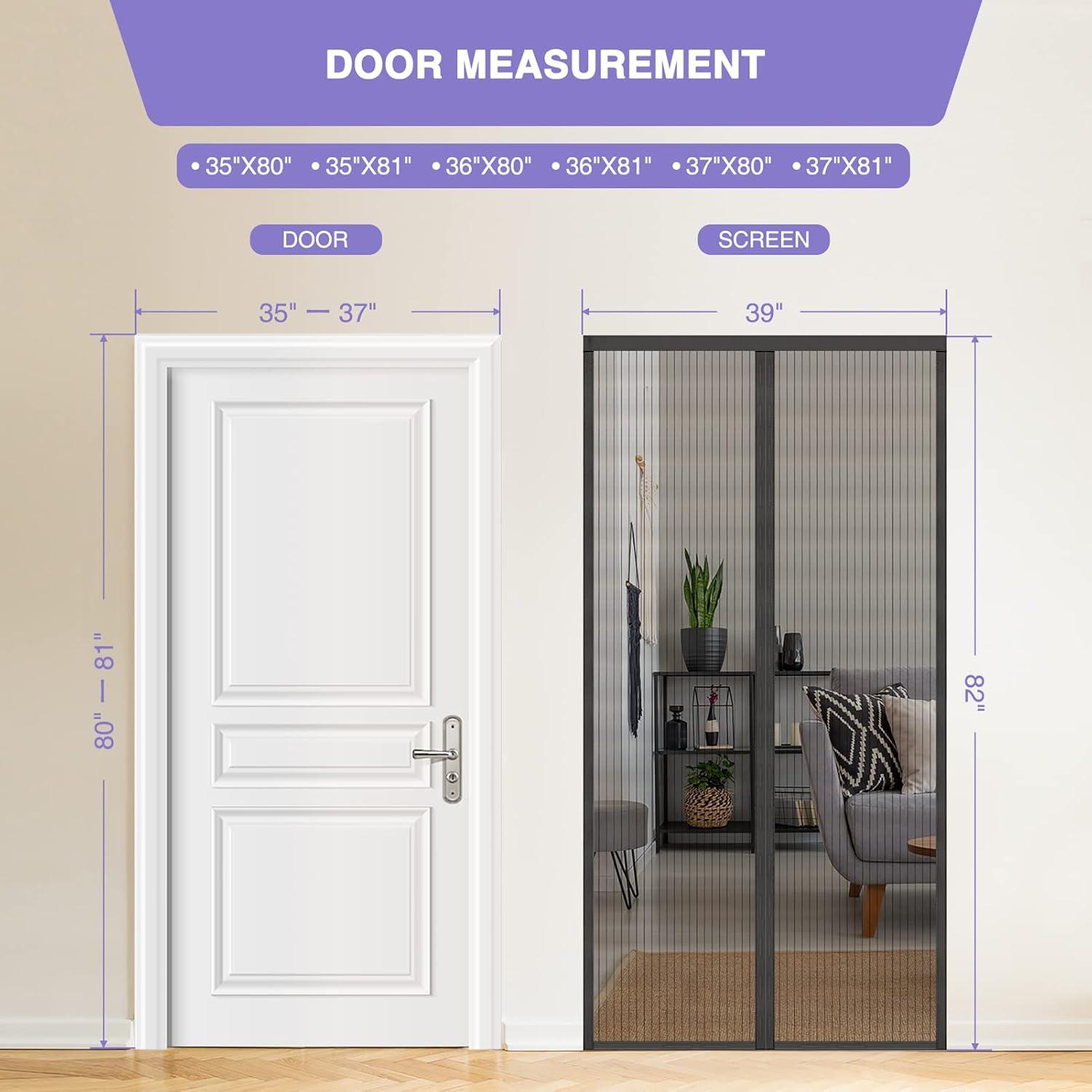 Titan Mall Magnetic Screen Door, Self Sealing Door Net, Heavy Duty Mesh Screen Magnetic Closure Keep Bugs Out, Retractable - Pet and Kid Friendly, Hands Free fit for 39" x 82" Doors