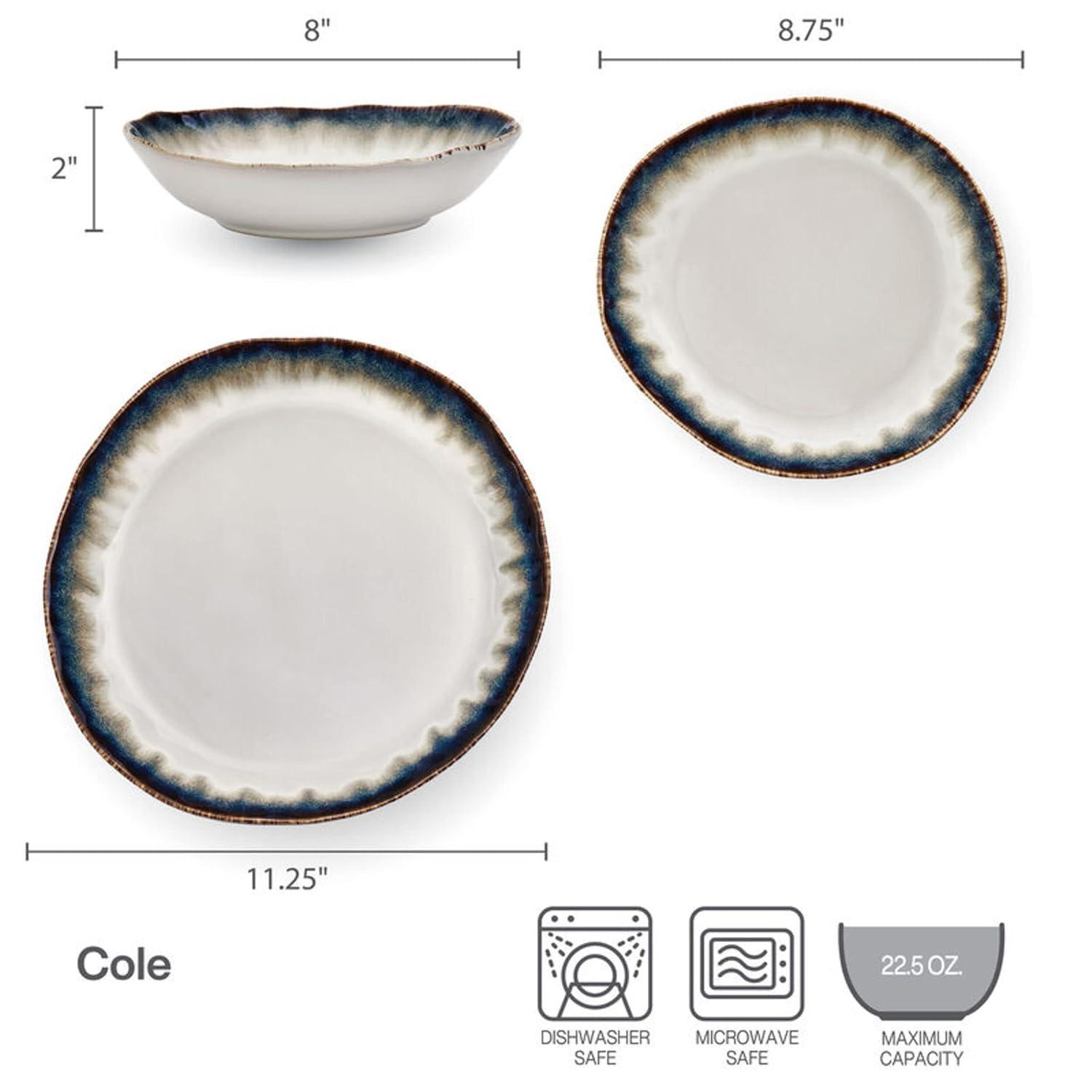Mikasa Cole 12-Piece Stoneware Dinnerware Set, Service for 4