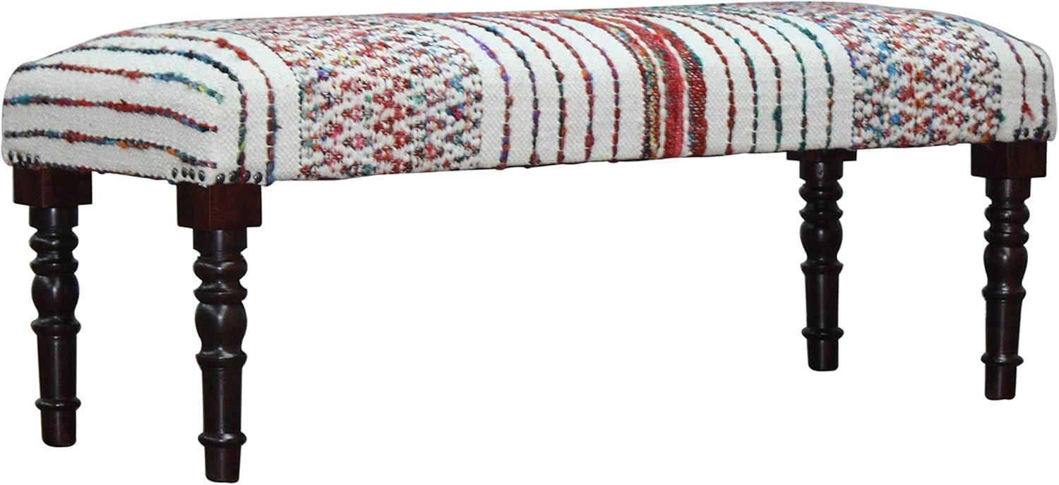 Colorful Chevron and Striped Chindi Bench with Storage