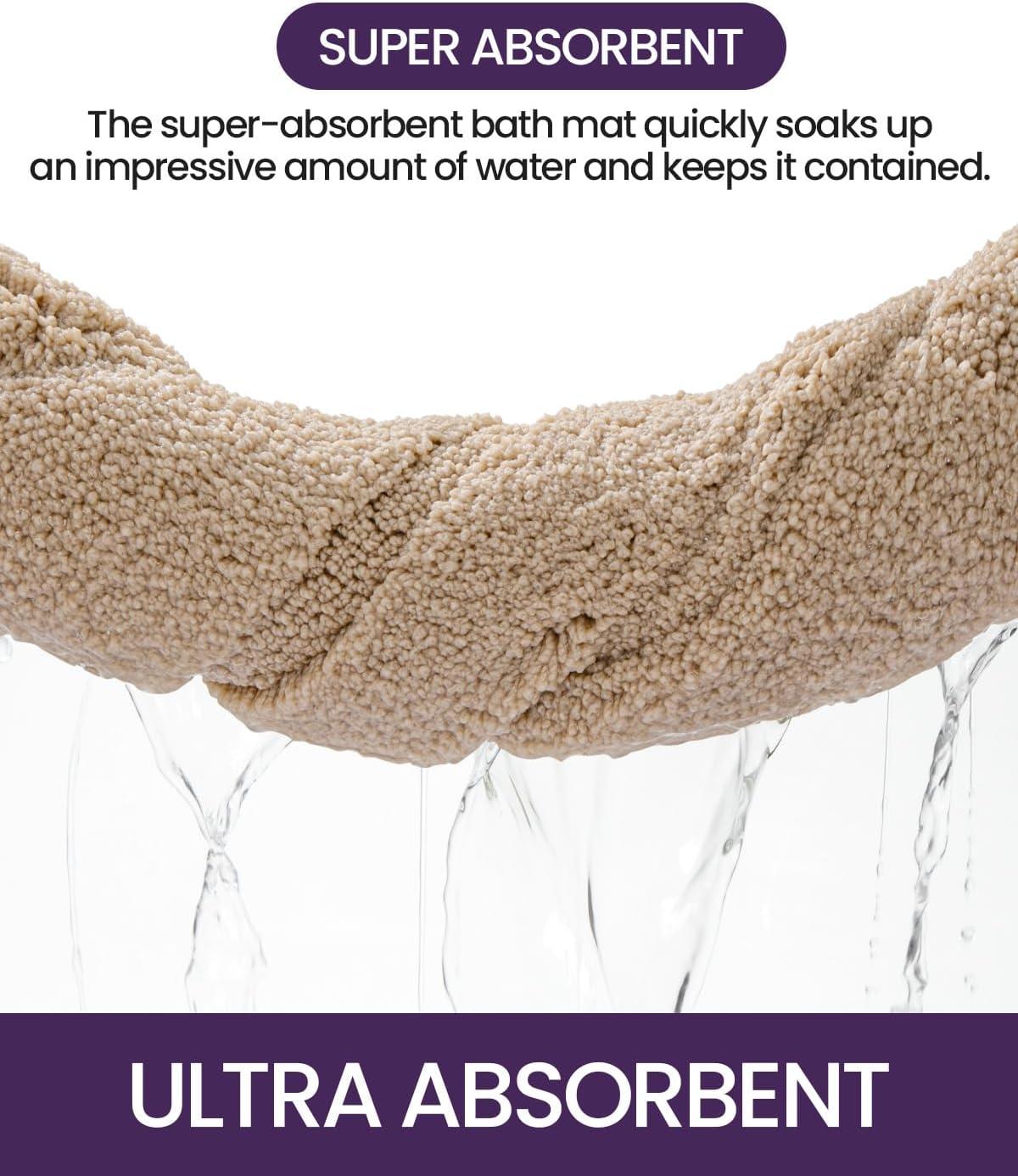 Smiry Microfiber Bathroom Rugs, 16"x24" Soft and Absorbent Bath Rugs, Non-Slip Machine Wash bath mats, Beige