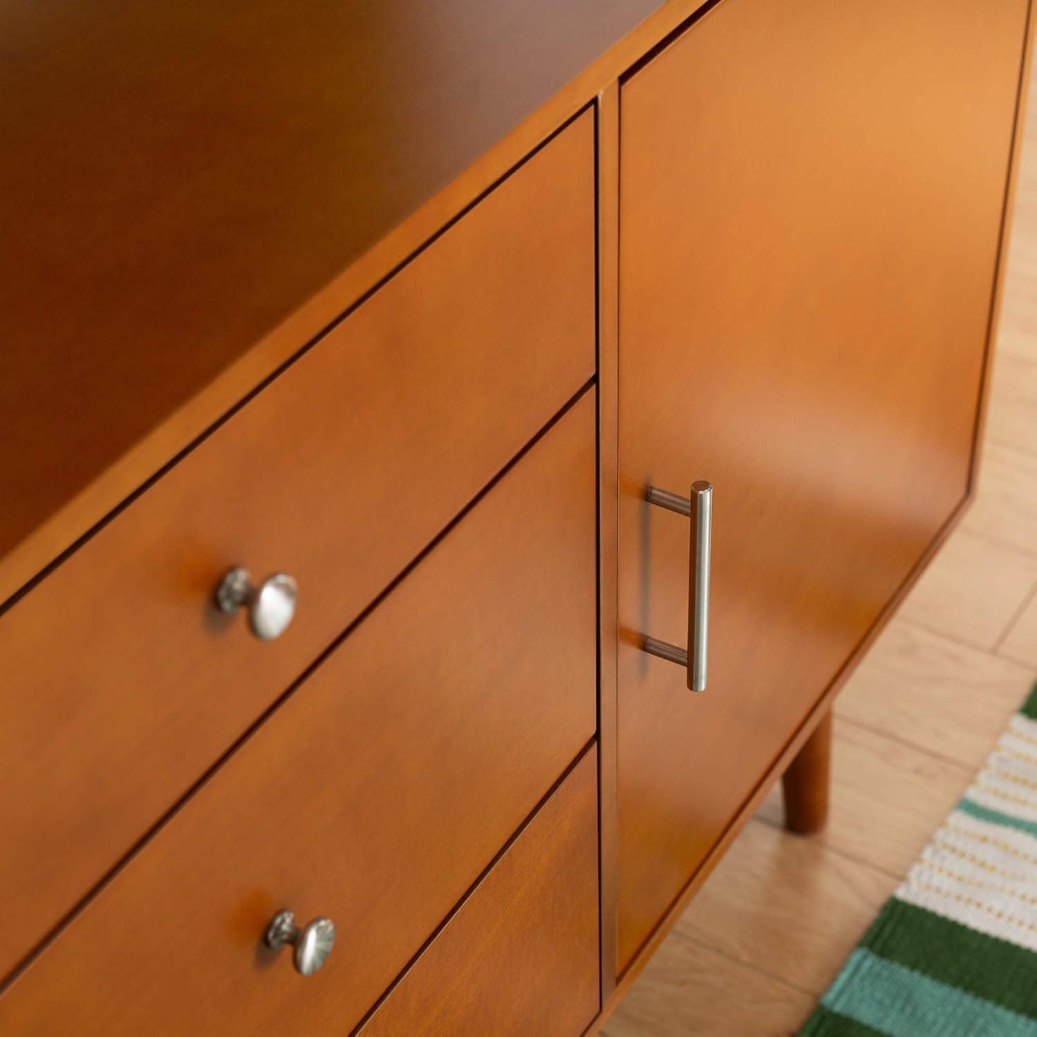 Walker Edison Mid Century Modern-TV Stand Console with 3 Drawers and Closed Cabinet Storage, 60", Walnut