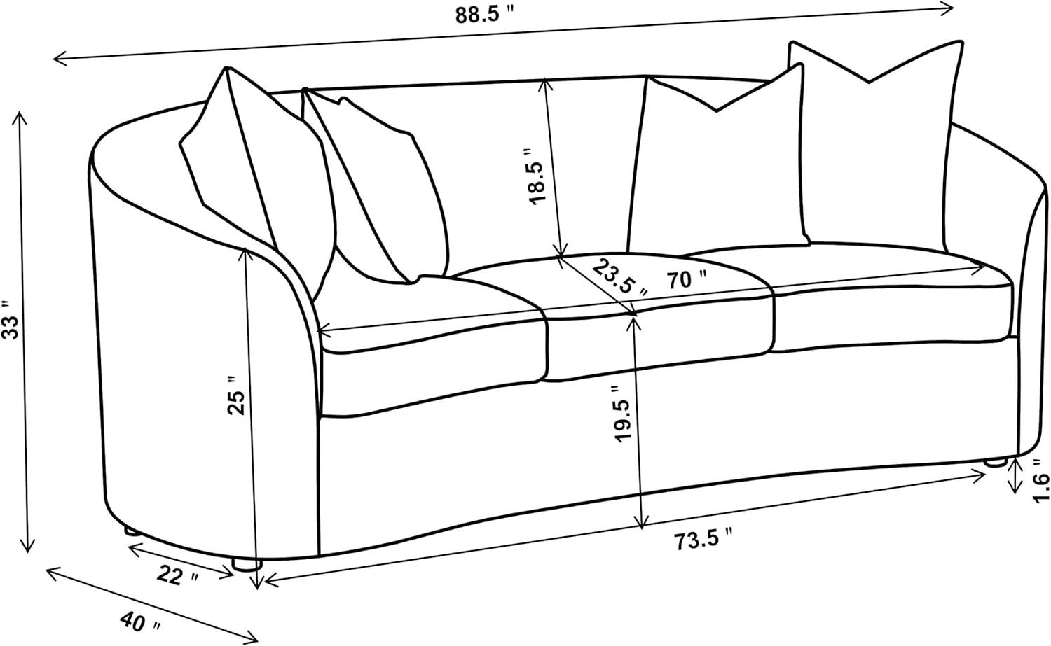 Coaster Rainn 3-piece Modern Fabric Upholstered Tight Back Living Room Set Latte