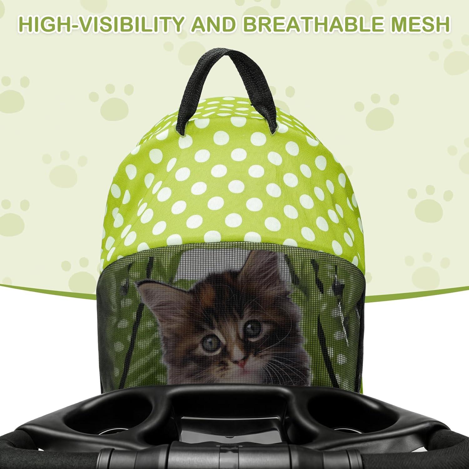 3-In-1 Pet Stroller Foldable Pet Stroller With Weather Cover Storage Basket For Dog Cat