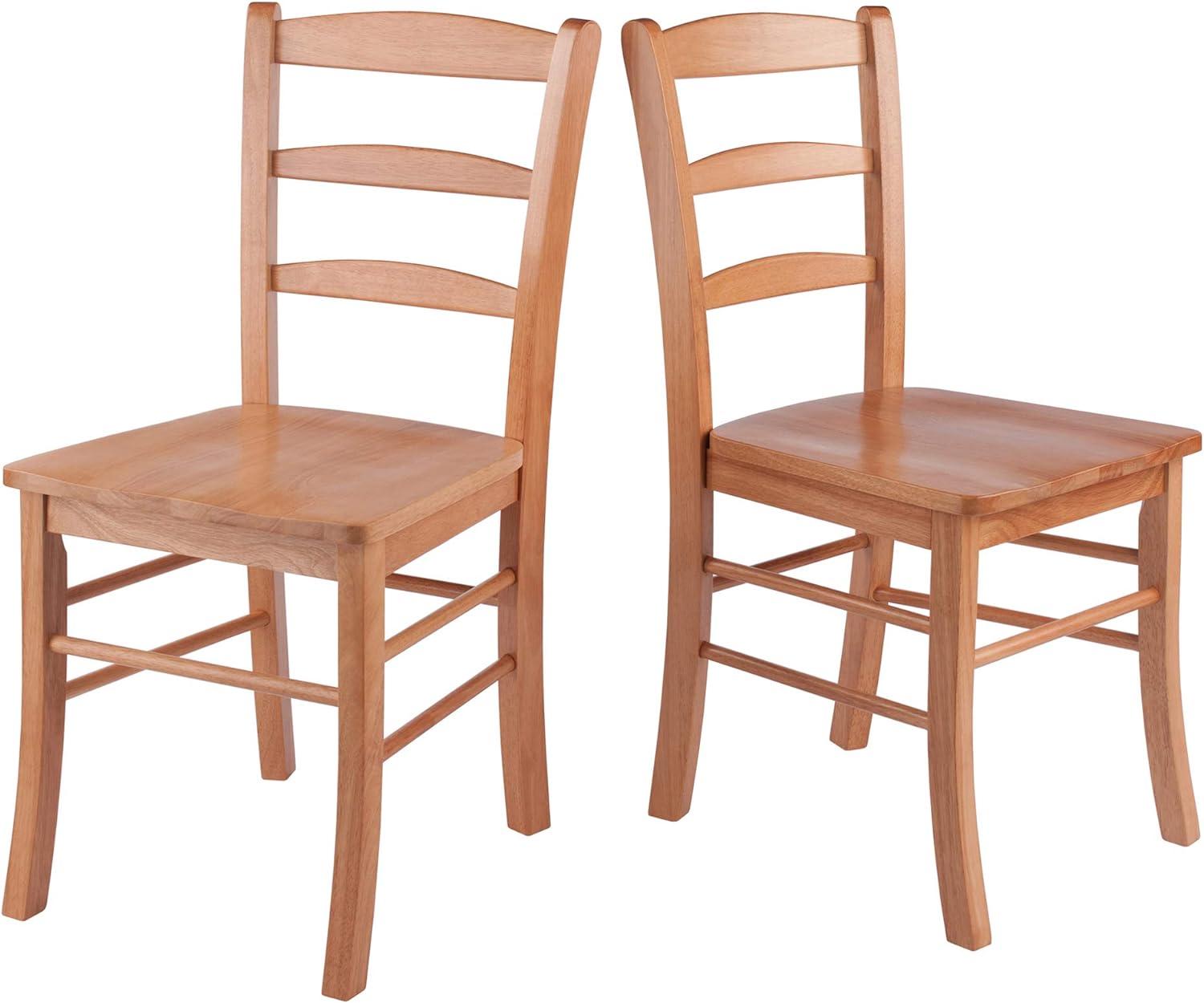 Mid-Century Modern Light Oak Ladderback Side Chair Set