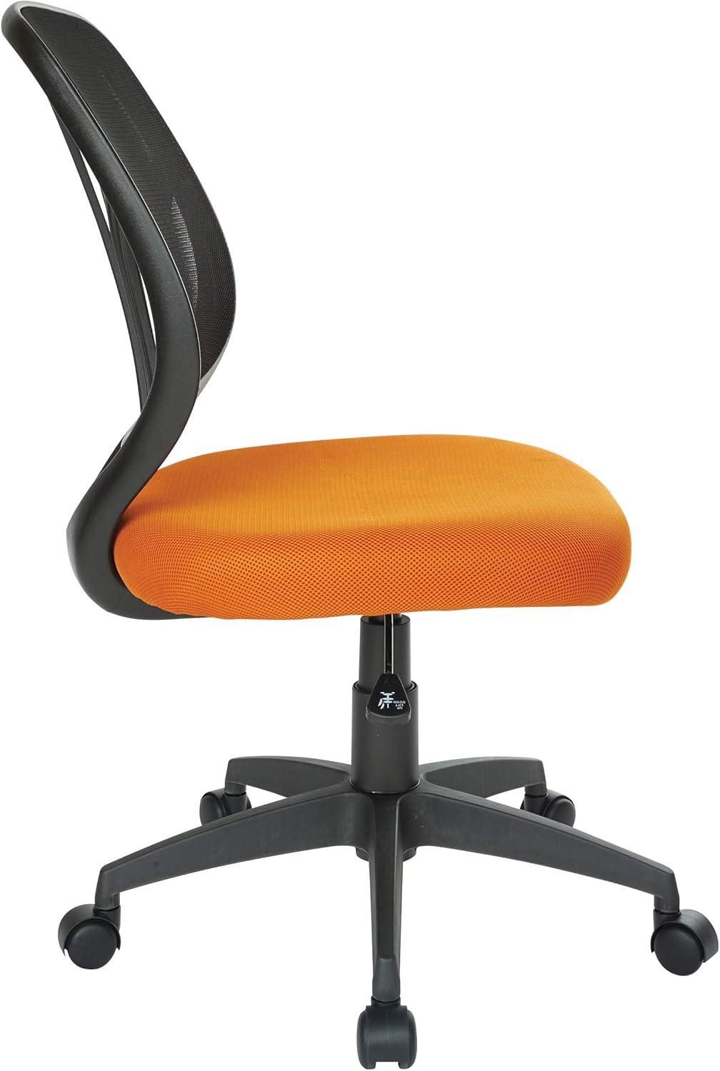 Adjustable Orange Mesh Fabric Task Chair with Metal Swivel Base